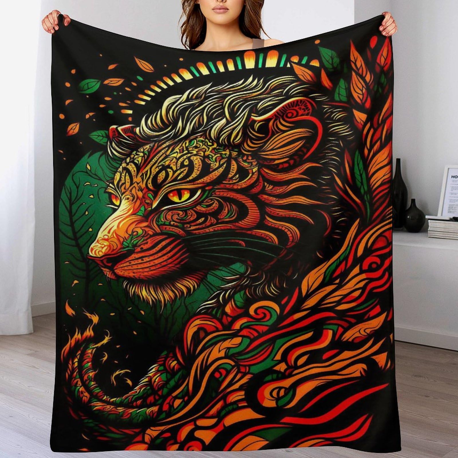 Couverture tigre flannel douce contre le froid du canape 130x150