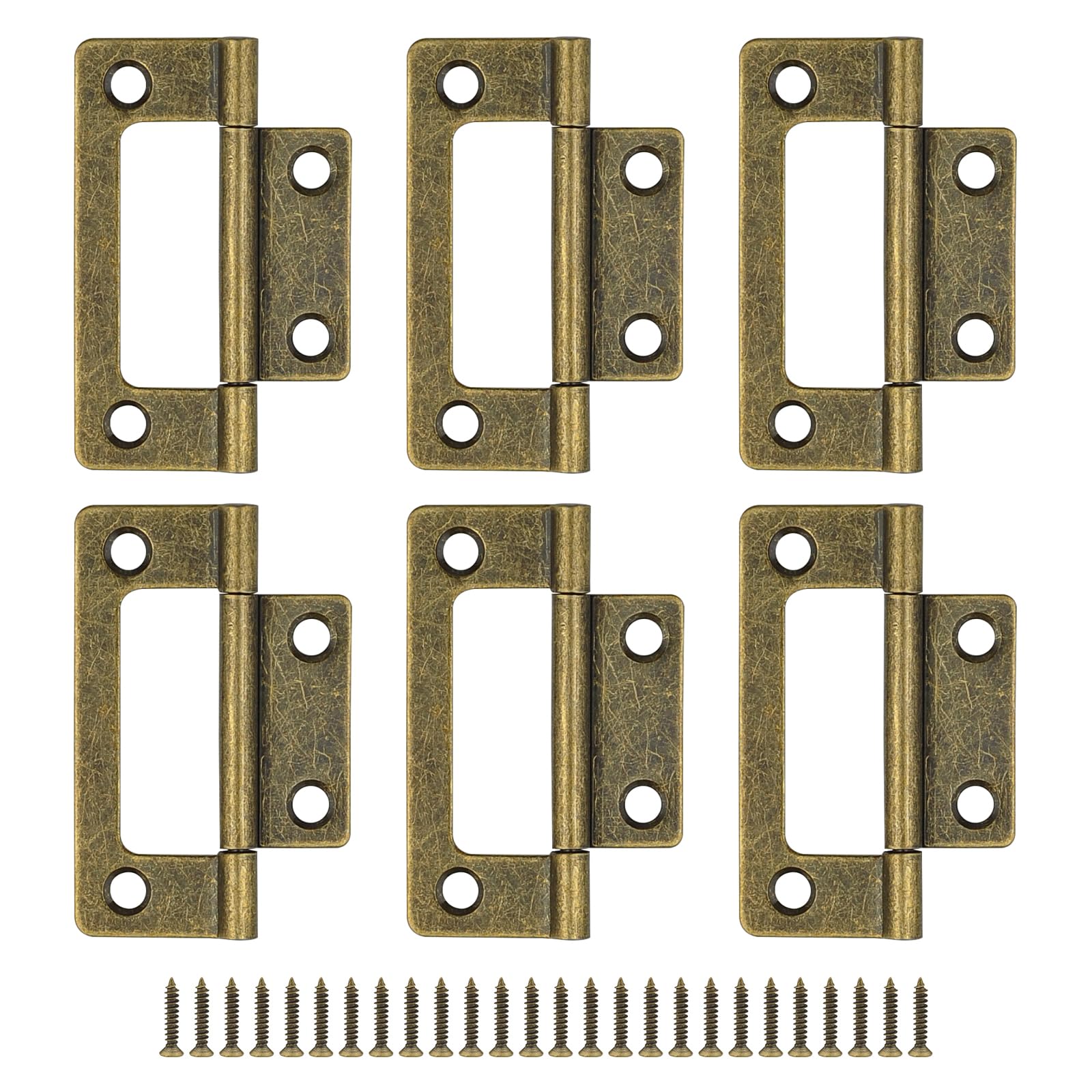 JJWNMLL Door Hinges 6Pcs-2.5in Bronze Flush Hinges with Screws for Cabinet