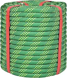 Corda De Escalada De 1/2 Polegada 100 Pés Verde - 48 Fios Para Escalada Em Árvores, Corda De Arborista De 1/2 Pol., Corda De Rapel, Corda Trançada De Poliéster E Náilon Estática, Corda De Tou