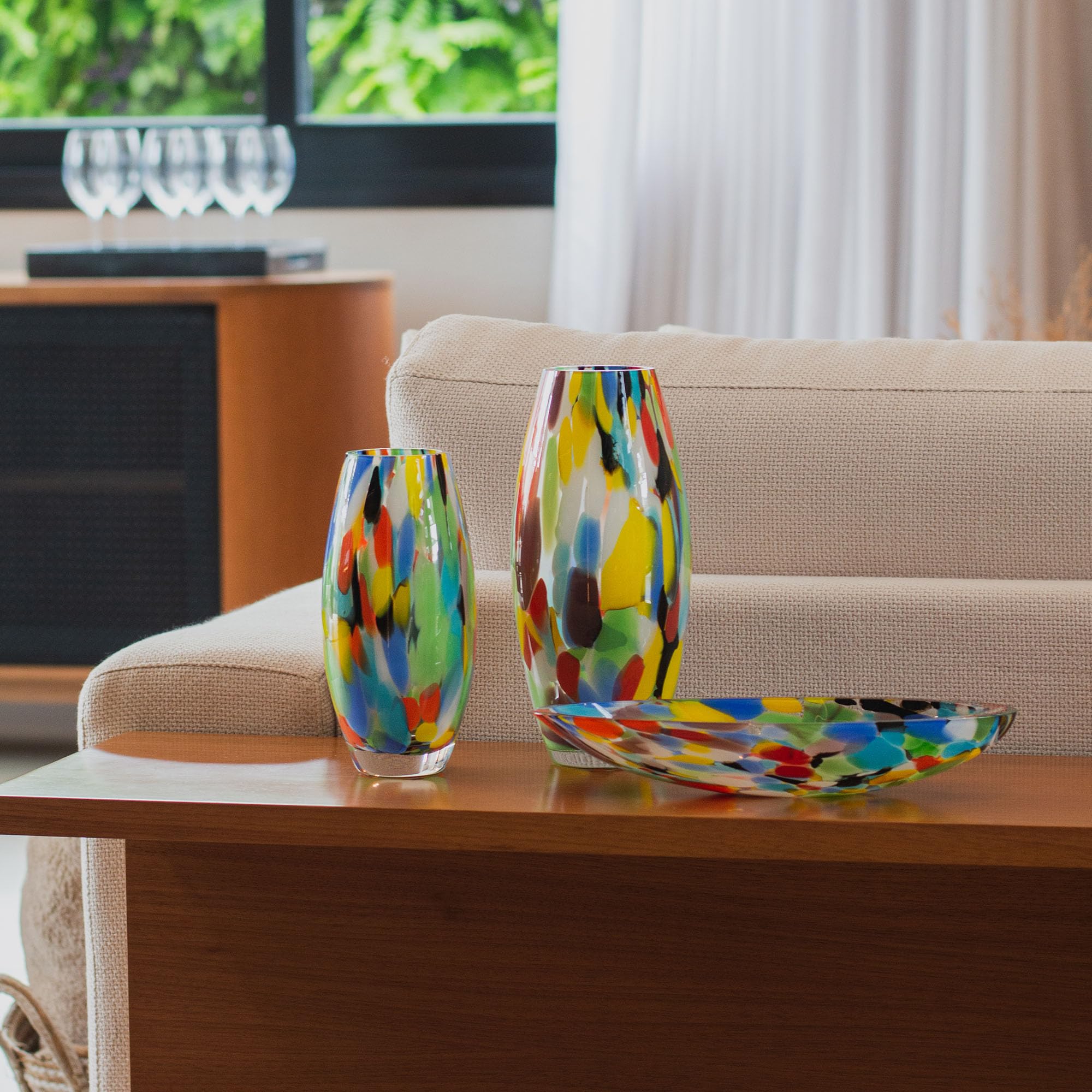 Ca D Oro Colored Glass Vase Confetti Effect Hand Blown Murano