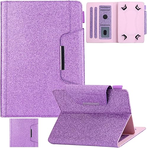 Miniatura 11 de Funda universal para tablet de 7.0 pulgadas, piel sintética, con soporte de visión multiángulo, ranuras para tarjetas para Samsung Galaxy Tab A 7.0