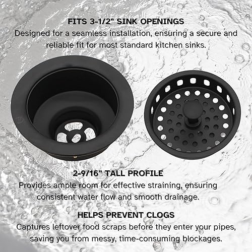 Miniatura 9 de Westbrass D214-62 - Colador grande para fregadero de cocina de 3-12 pulgadas, color negro mate