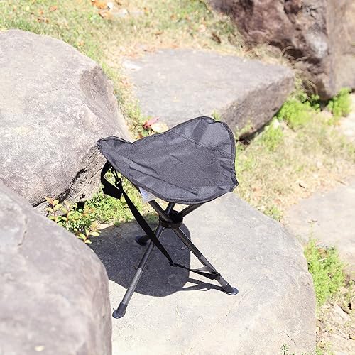 Miniatura 2 de PORTAL Taburete trípode plegable compacto, silla Slacker de 3 patas, silla trípode portátil para acampar al aire libre, senderismo, caza, pesca,