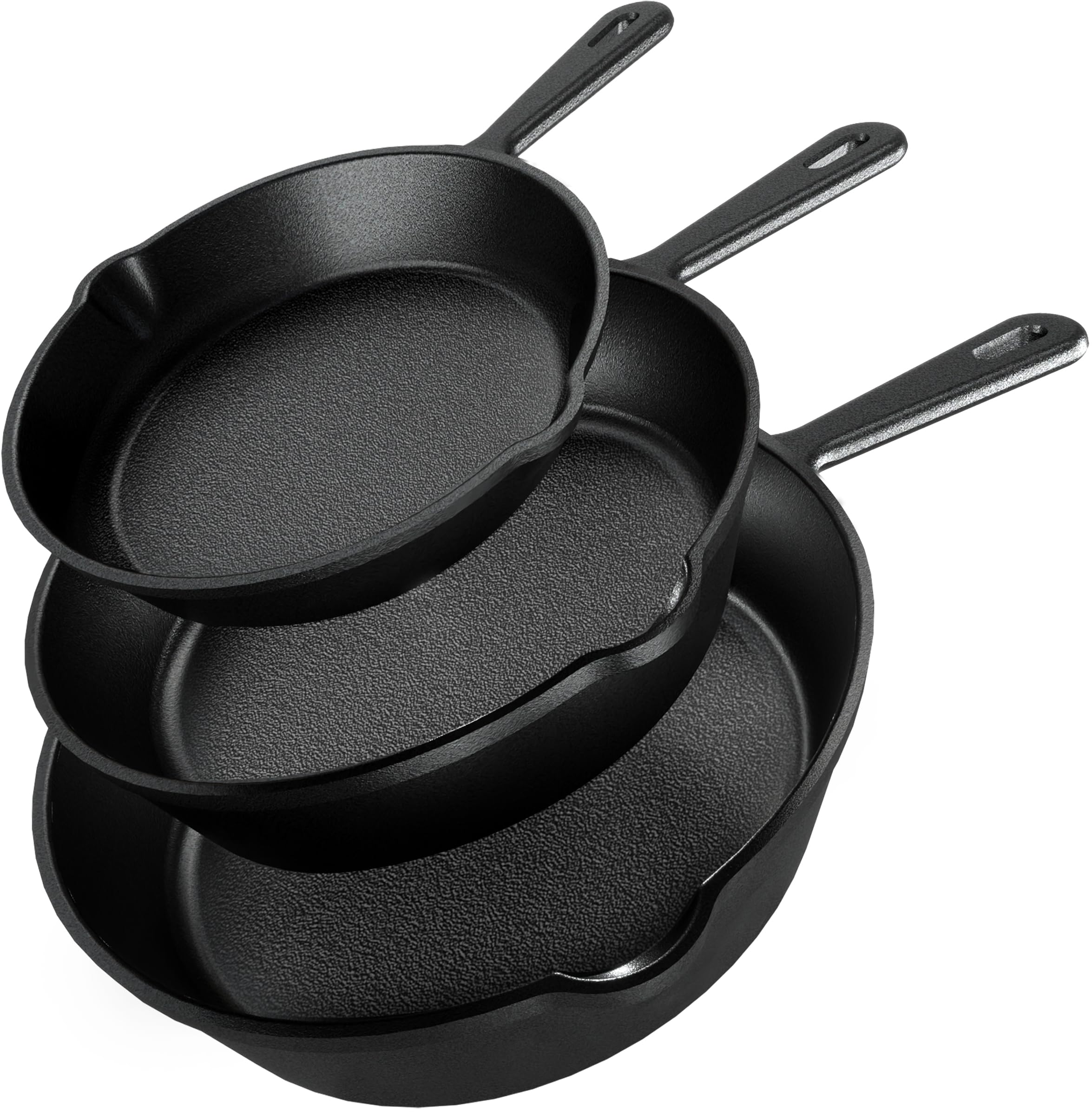 Utopia Kitchen Cast Iron Skillet Set 3 Piece 6 8 10 Inch PFAS-Free Black