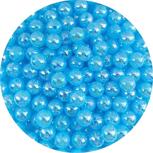 Miniatura 7 de 200 cuentas de perlas brillantes de 0.394 pulgadas (0.394 in), color AB, redondas, de plástico, acrílico, espaciador, manualidades, cuentas para
