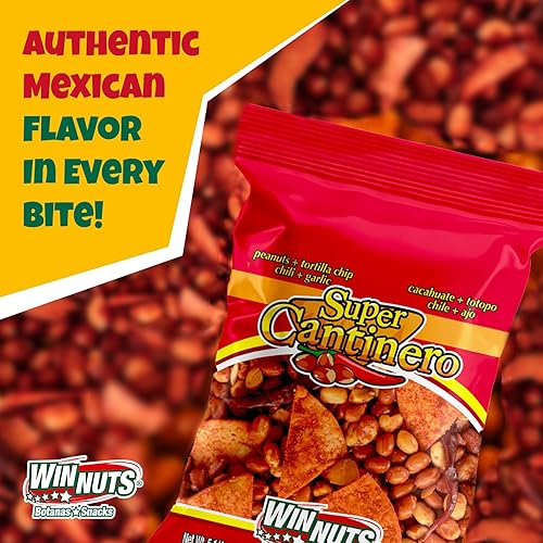 Miniatura 1 de WINNUTS Mezcla de cacahuates picantes y chips de tortilla (paquete de 5) | Auténtico estilo "Cacahuates Enchilados" | Maní picante crujiente y