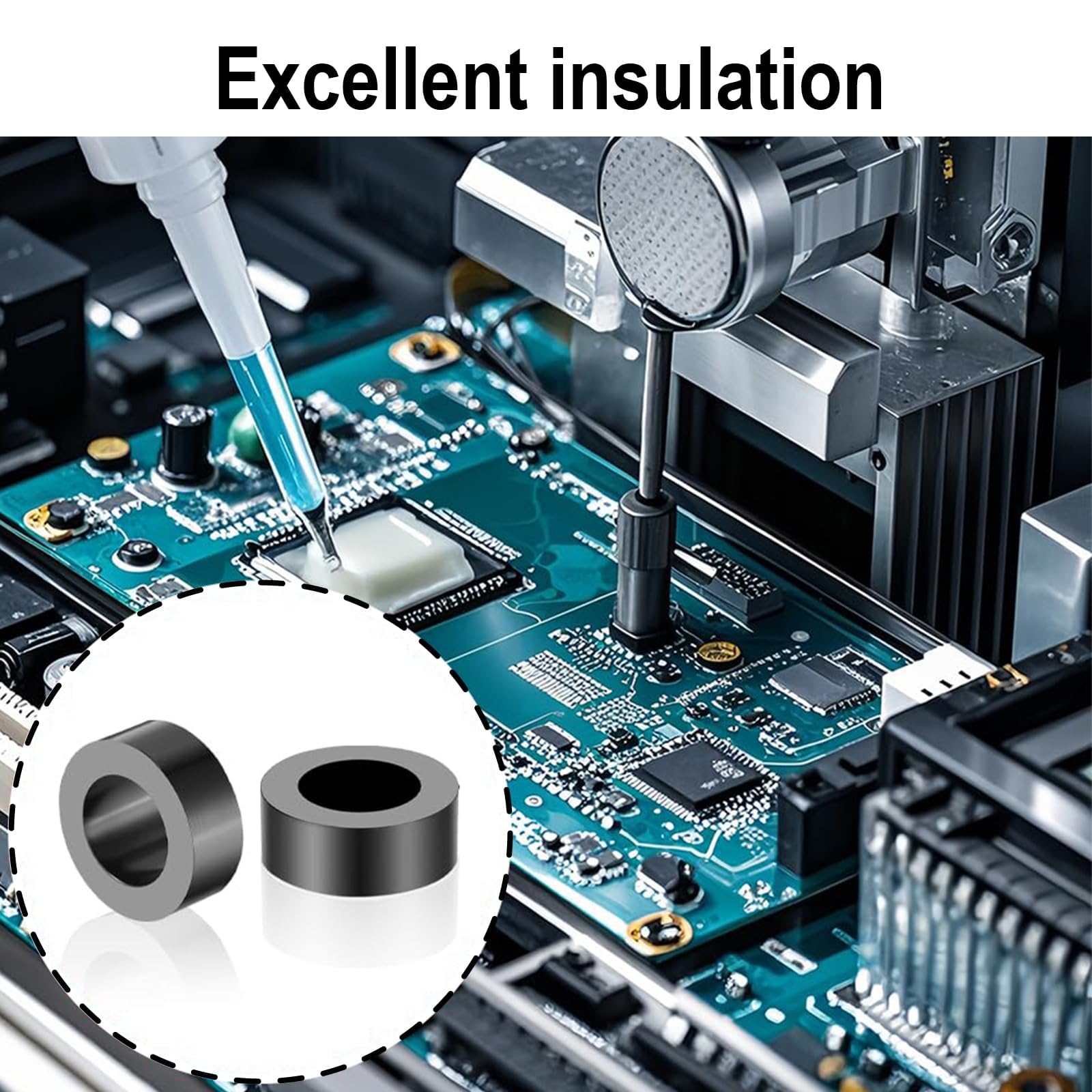 Manicotti distanziatori in plastica 50 pz M6 Manicotti distanziatori in Gomma 11x3 mm - Dischi distanziatori isolanti Neri per Viti - schermatura e Protezione