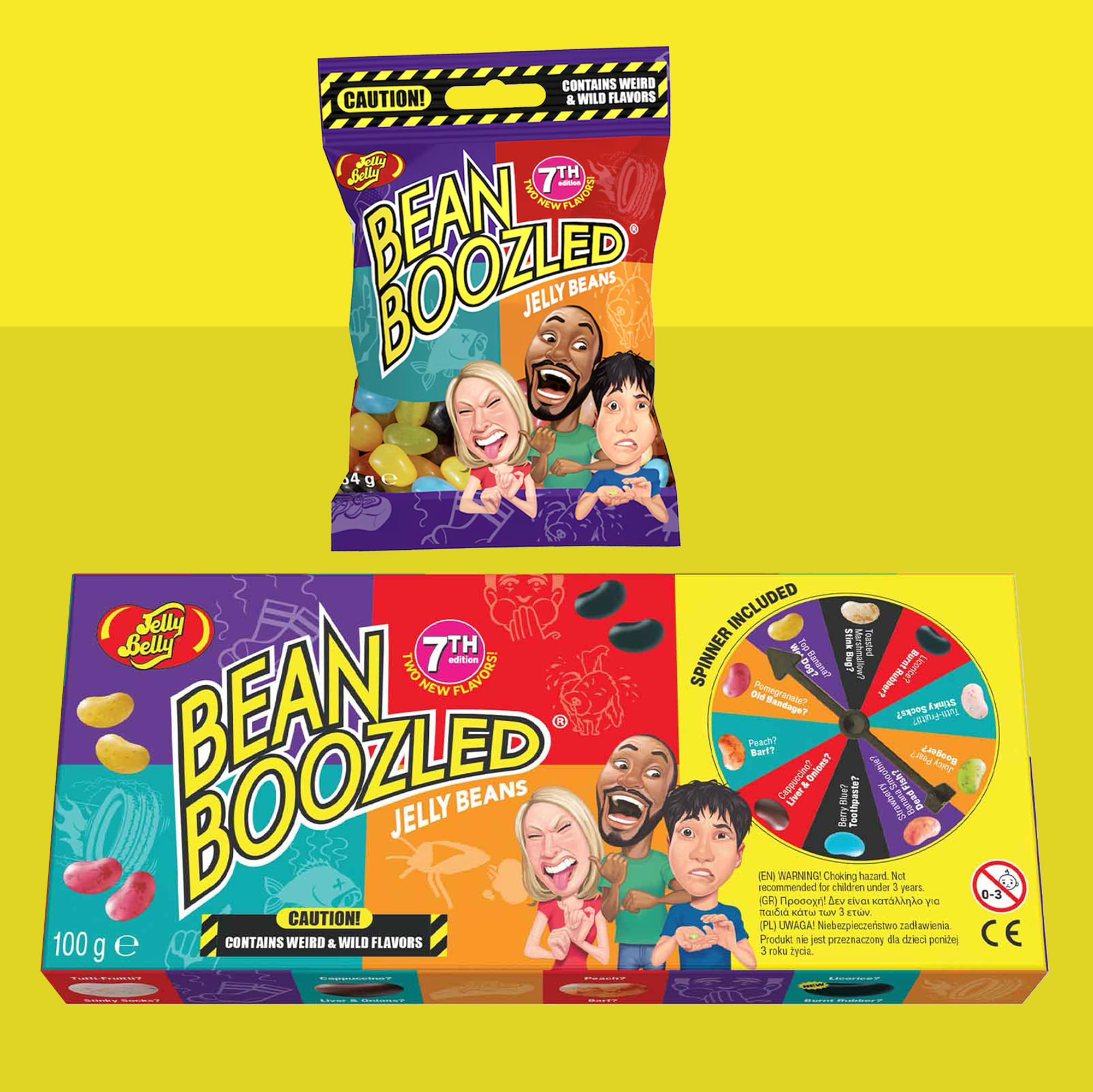Jelly Belly Bean Boozled 100g avec roue + Sac de recharge (54g) – Bonbon americain - Défi goûts bizarres – Jelly Beans Challenge – Jeu Amusant & Extrême – Idéal pour Soirées, EVG/EVJF & Fêtes