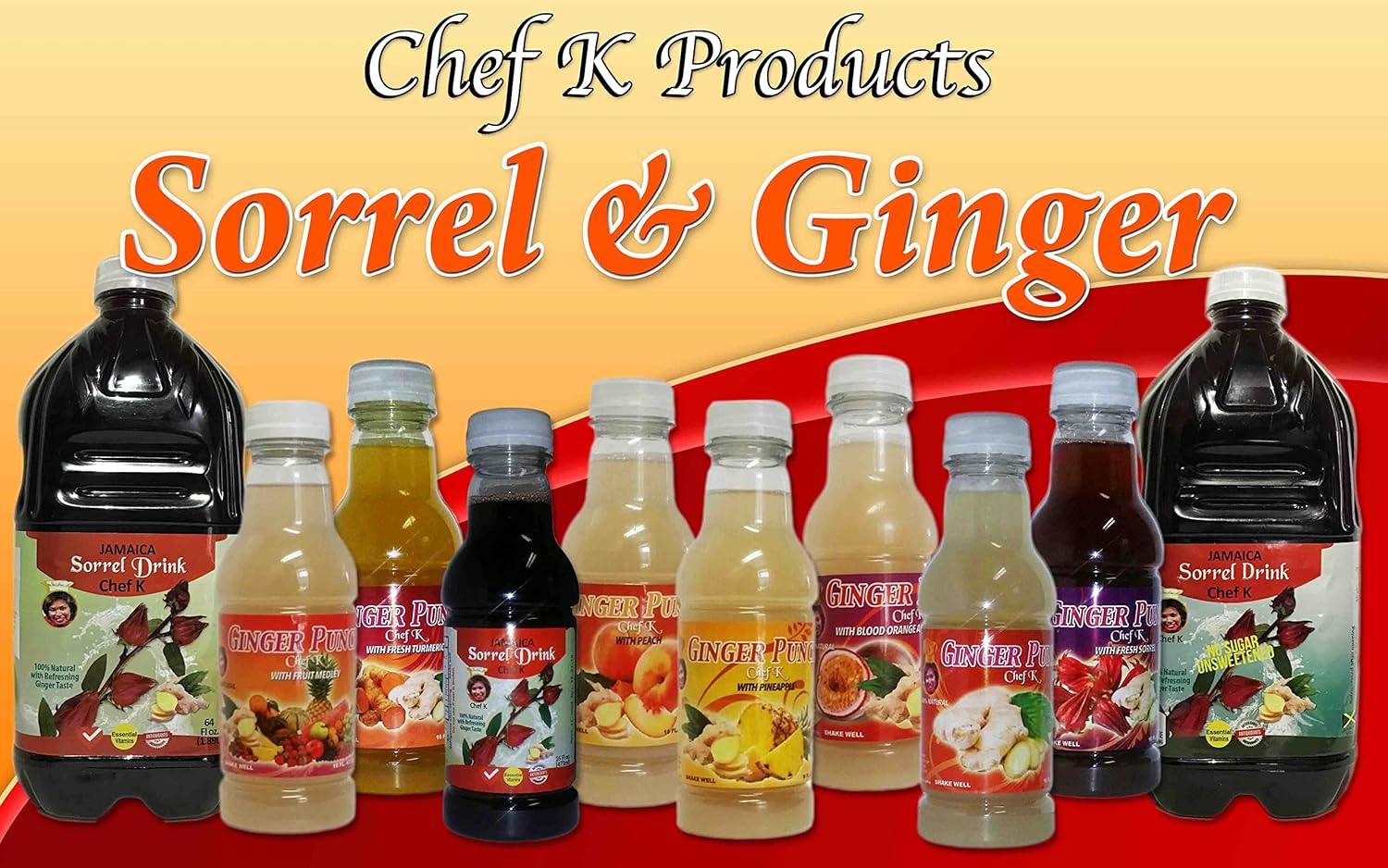 Chef K, Inc. | Ginger Punch – Classic Ginger Drink for Family Gatherings | 64 oz 4 Pack