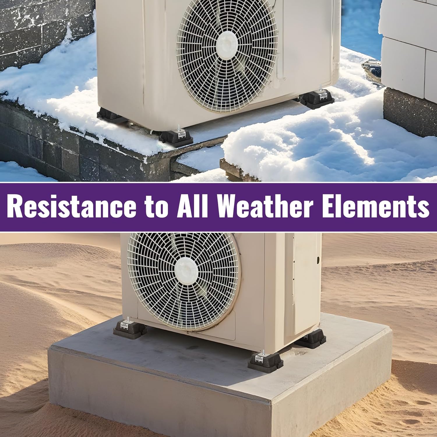 Mxclimate Floor Mounting Base for Mini Split AC Condenser 9000-36000 BTU,Rubber Anti-Vibration Isolator Mounting Pads Bracket for Air Compressor,Generator,Support Up to 2000 lbs