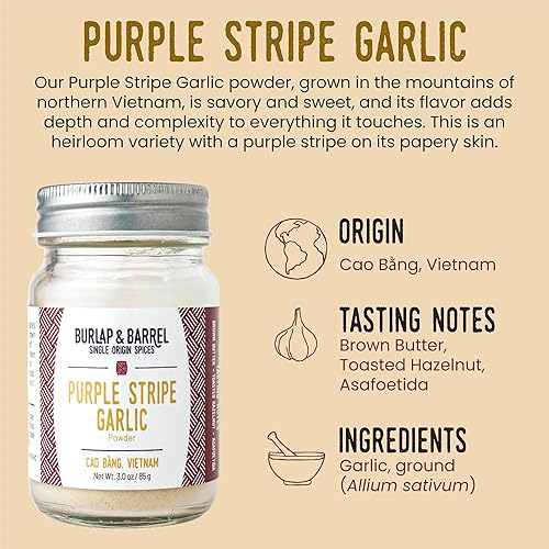 Miniatura 3 de Burlap & Barrel Spice Harmony Paquete de canela real y ajo a rayas moradas - Eleva tus platos con sabores únicos!