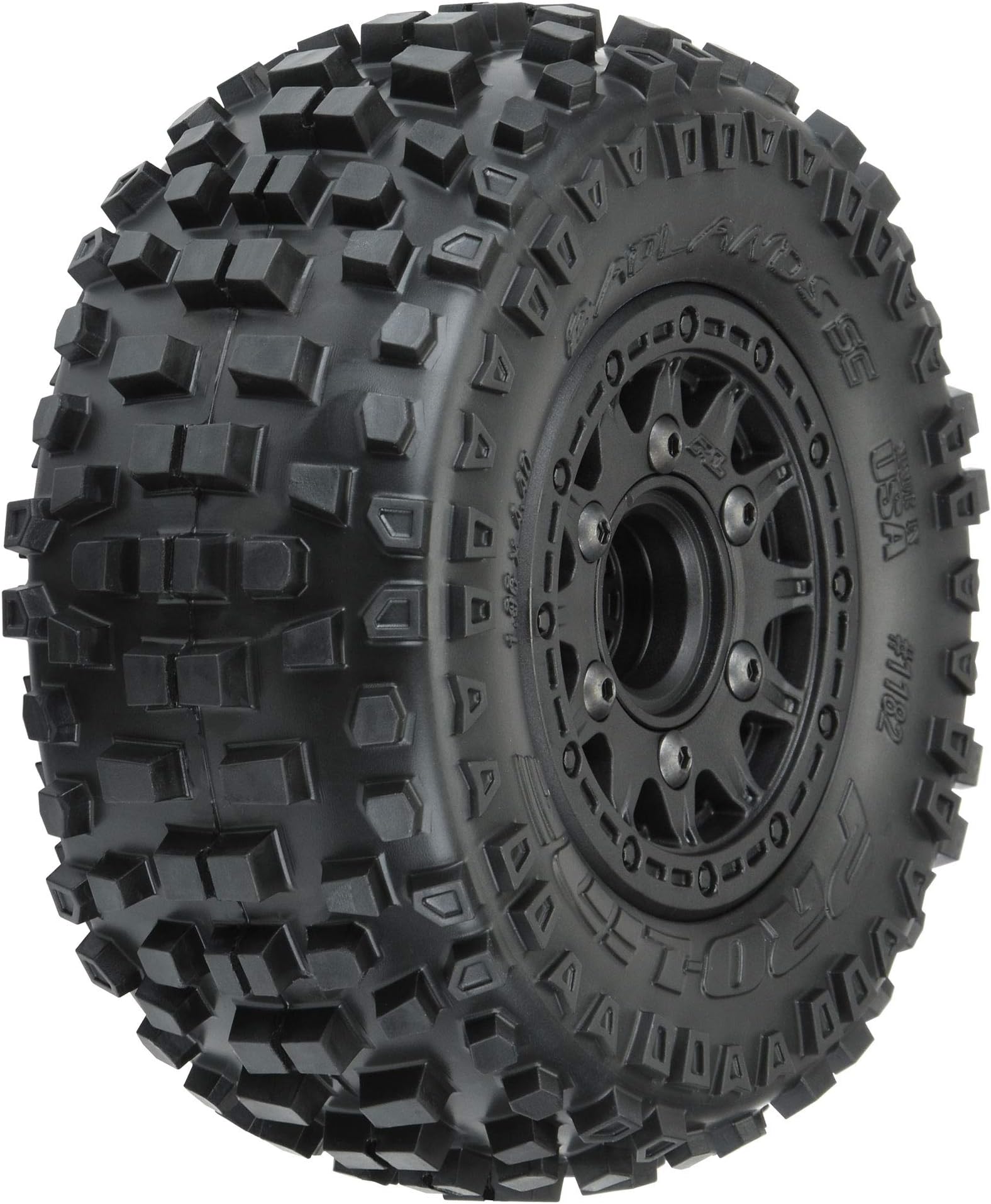 Racing 1/10 Badlands Front/Rear 2.2"/3.0" SC Mounted 12mm Black Raid (2), PRO118210