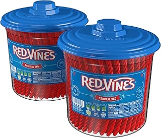 Red Vines Licorice, Original Red Flavor, Soft & Chewy Candy Twists, 56 Ounce Jar (Pack of 2)