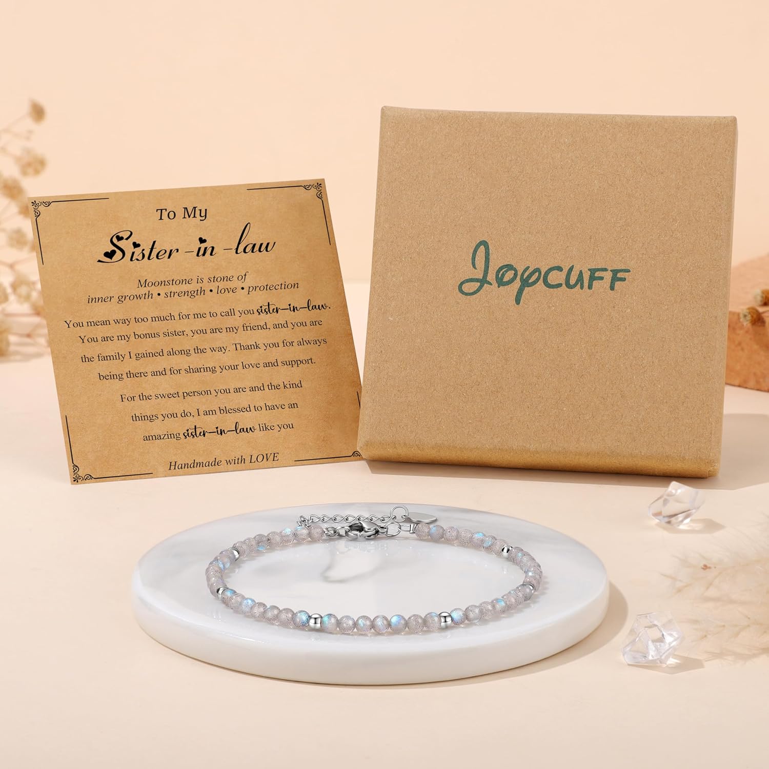 JoycuFF Unique Friendship Gift For Best Friend Birthday, Best Friend Bracelet, Coworker, Christmas Gifts, Moonstone Beaded Bracelets For Women, Inspirational Jewelry For Women - Image 6