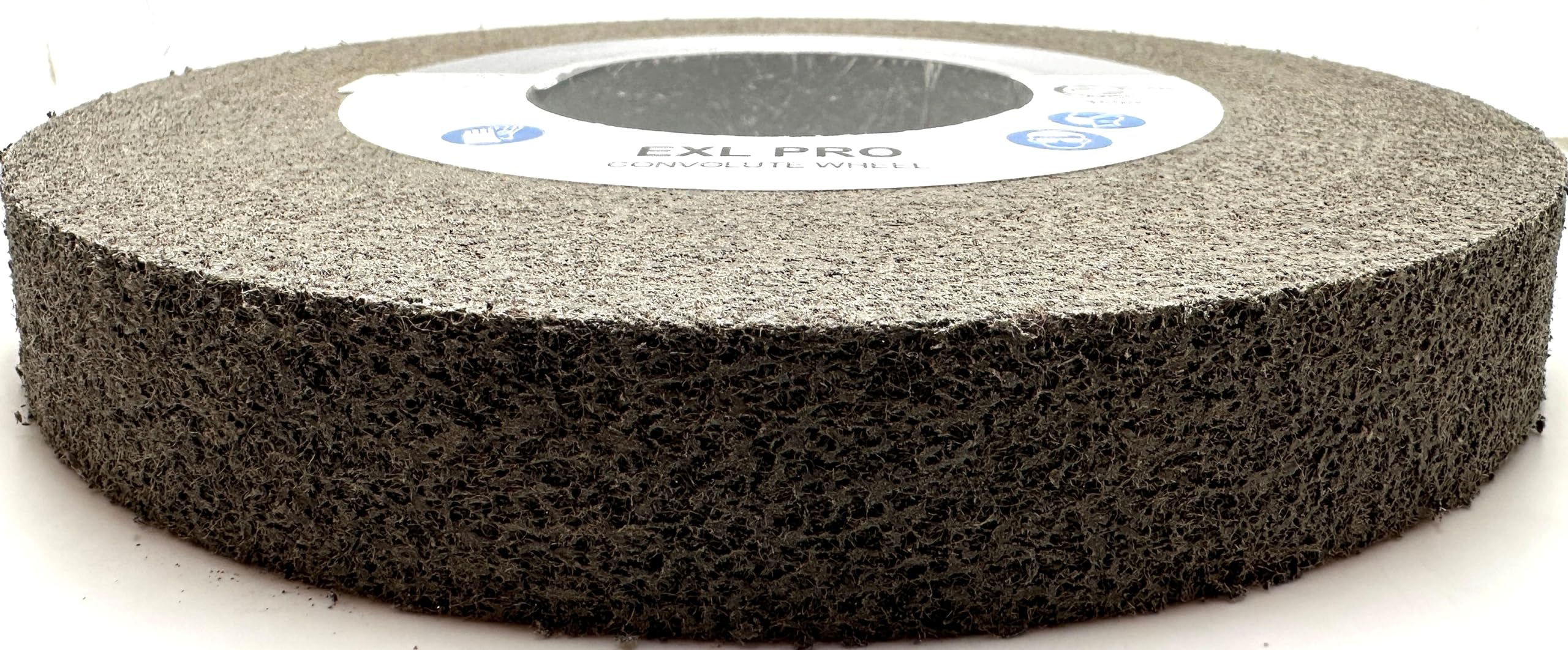 EXL PRO Rueda de pulido de desbarbado convoluta – 8 x 1 x 3 pulgadas, carburo de silicio fino 9S, grado profesional, rueda de desbarbado, acabado y pulido de metal, (paquete de 1)