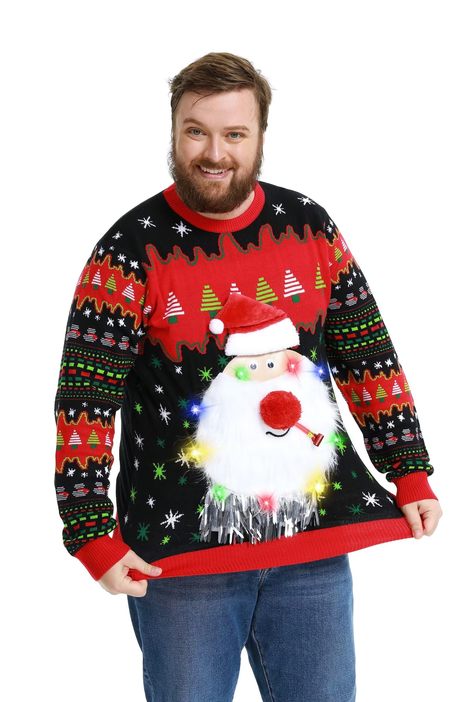 OFF THE RACKUnisex Men's LED Christmas Jumper Pullover Funny Santa Rudolph Llama Reindeer Xmas Tree Women's Party Lightup Sweaters