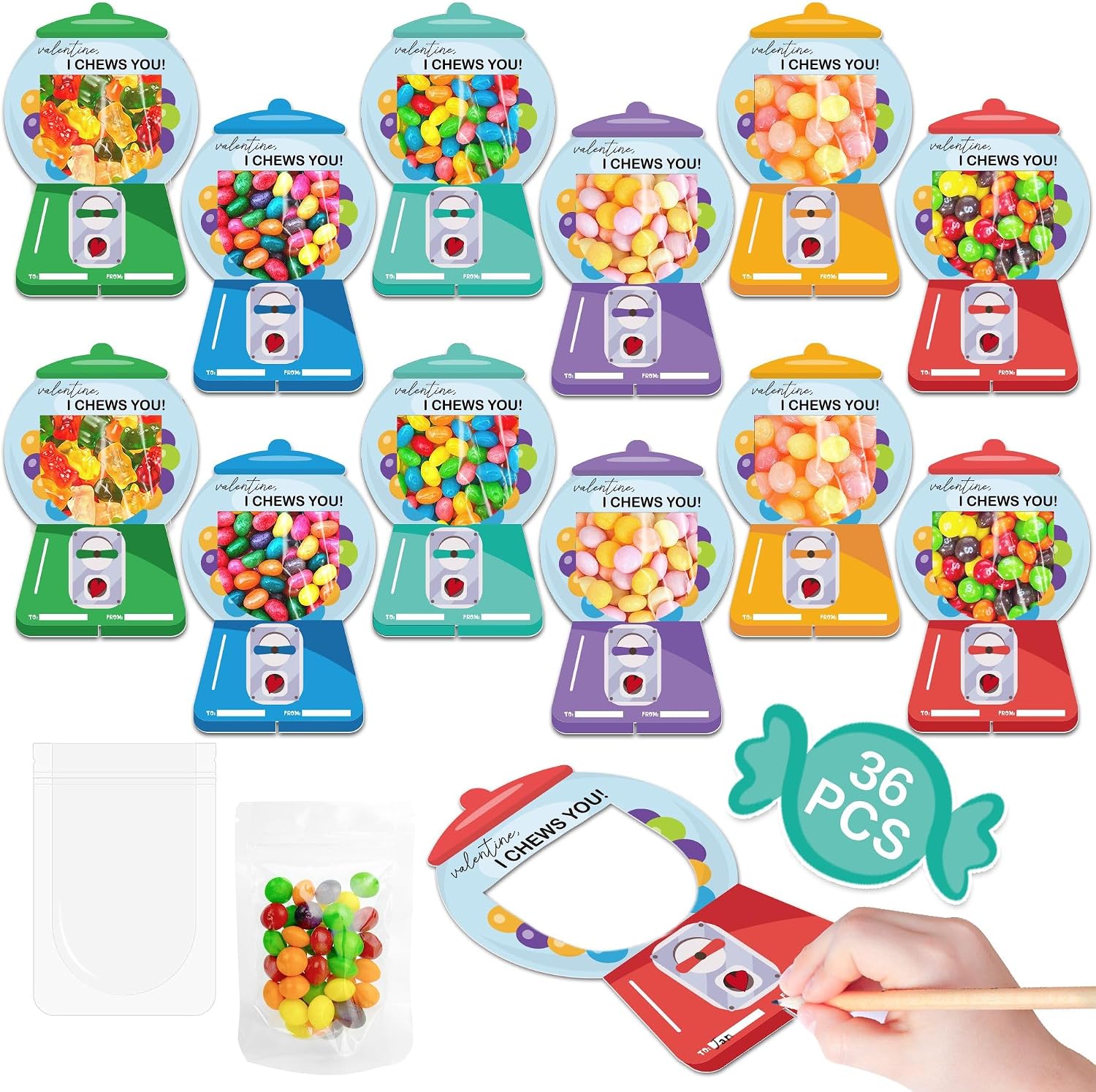 Amazon.com: Valentines Day Cards for Kids School - 36 Pack Mason Jar ...