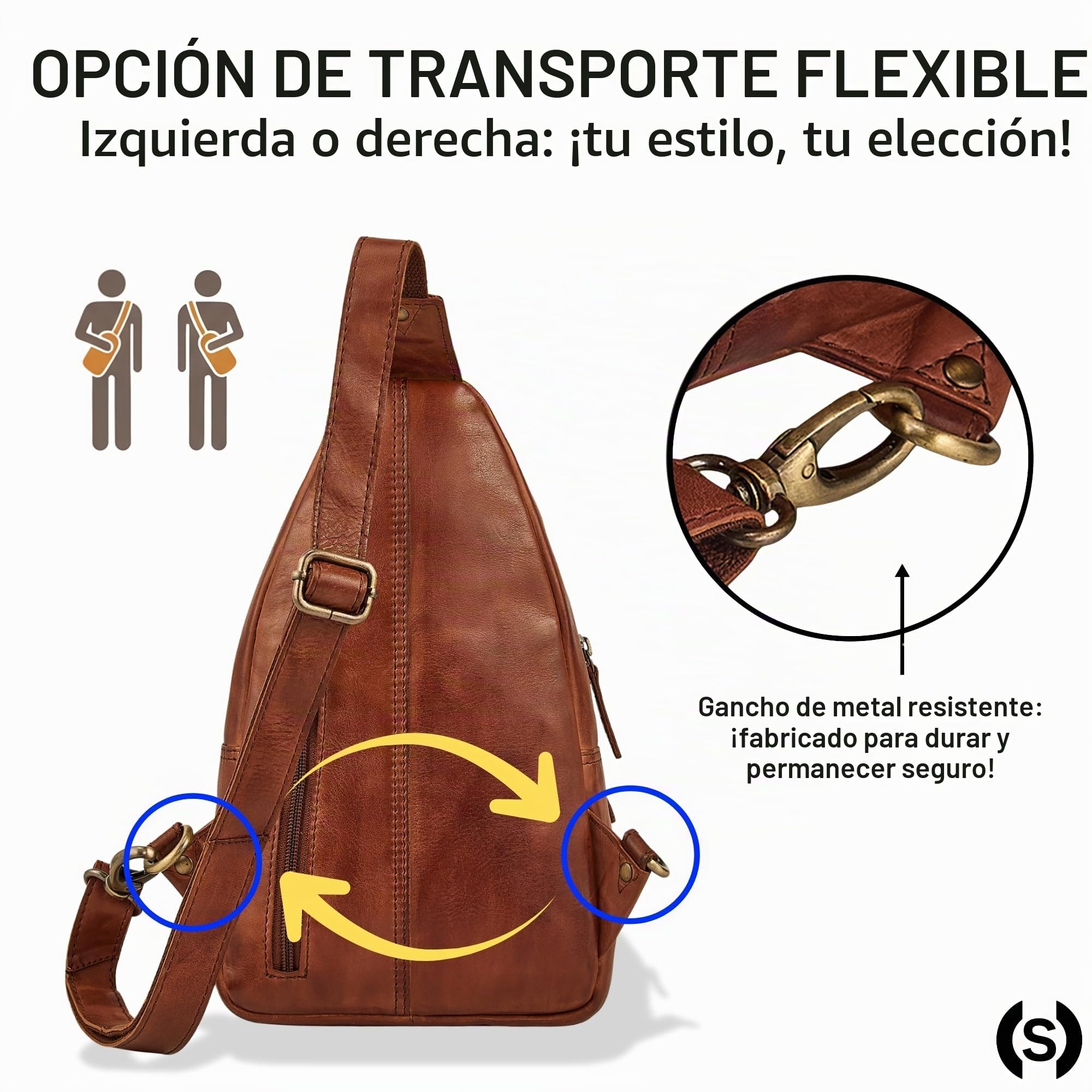 STILORD "Torino Estilo Bolso Pecho Hombre Piel Crossbody Bag – Riñonera de Pecho de Cuero Genuino para Colgar para Tablet de 8,3 Pulgadas Antirrobo para Viajes Color:negro