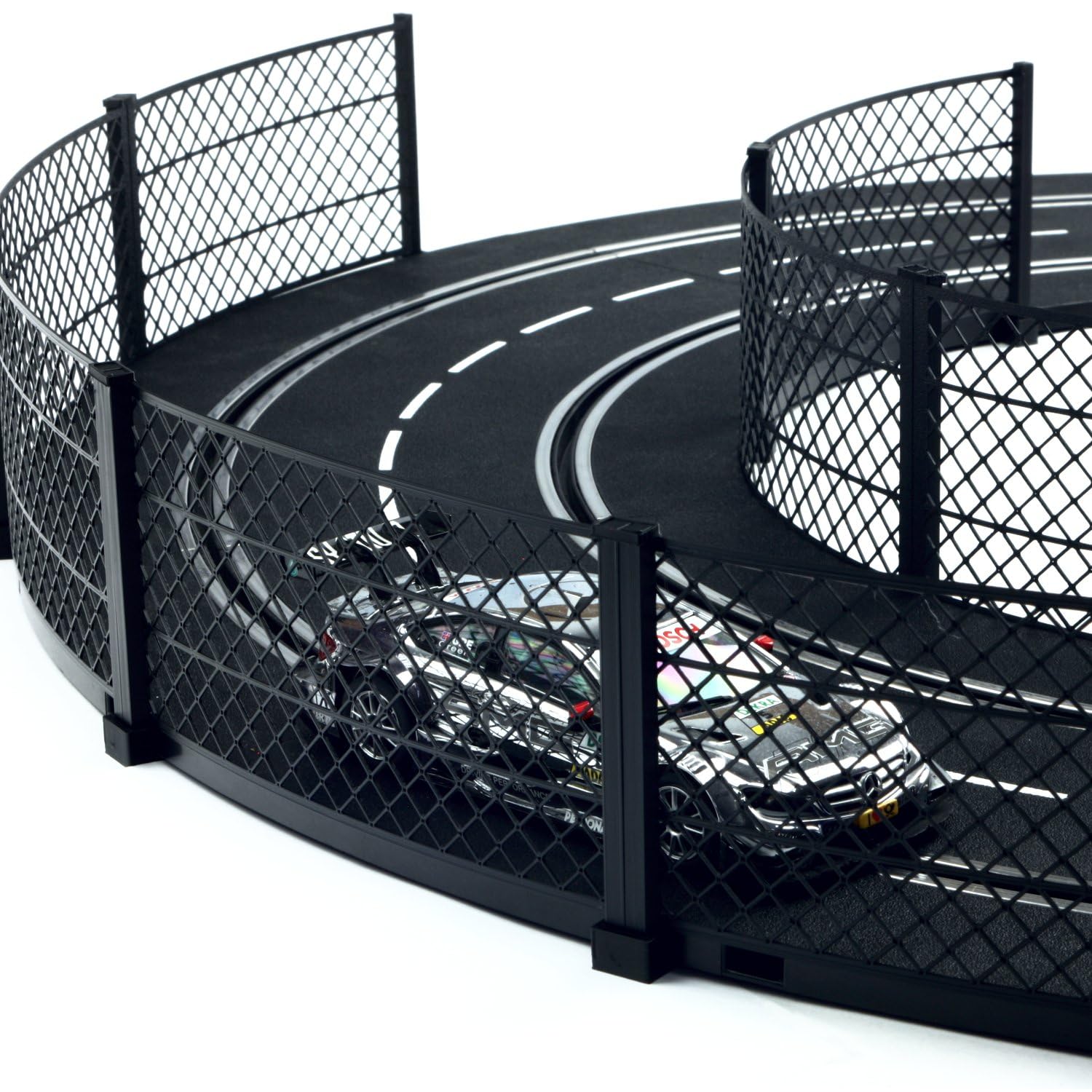 Overdrive-Racing Fangzaun System Schwarz 5m Kompatibel mit Carrera Digital 124 132 EVO Kurven Geraden Zaun Bande Slotcar