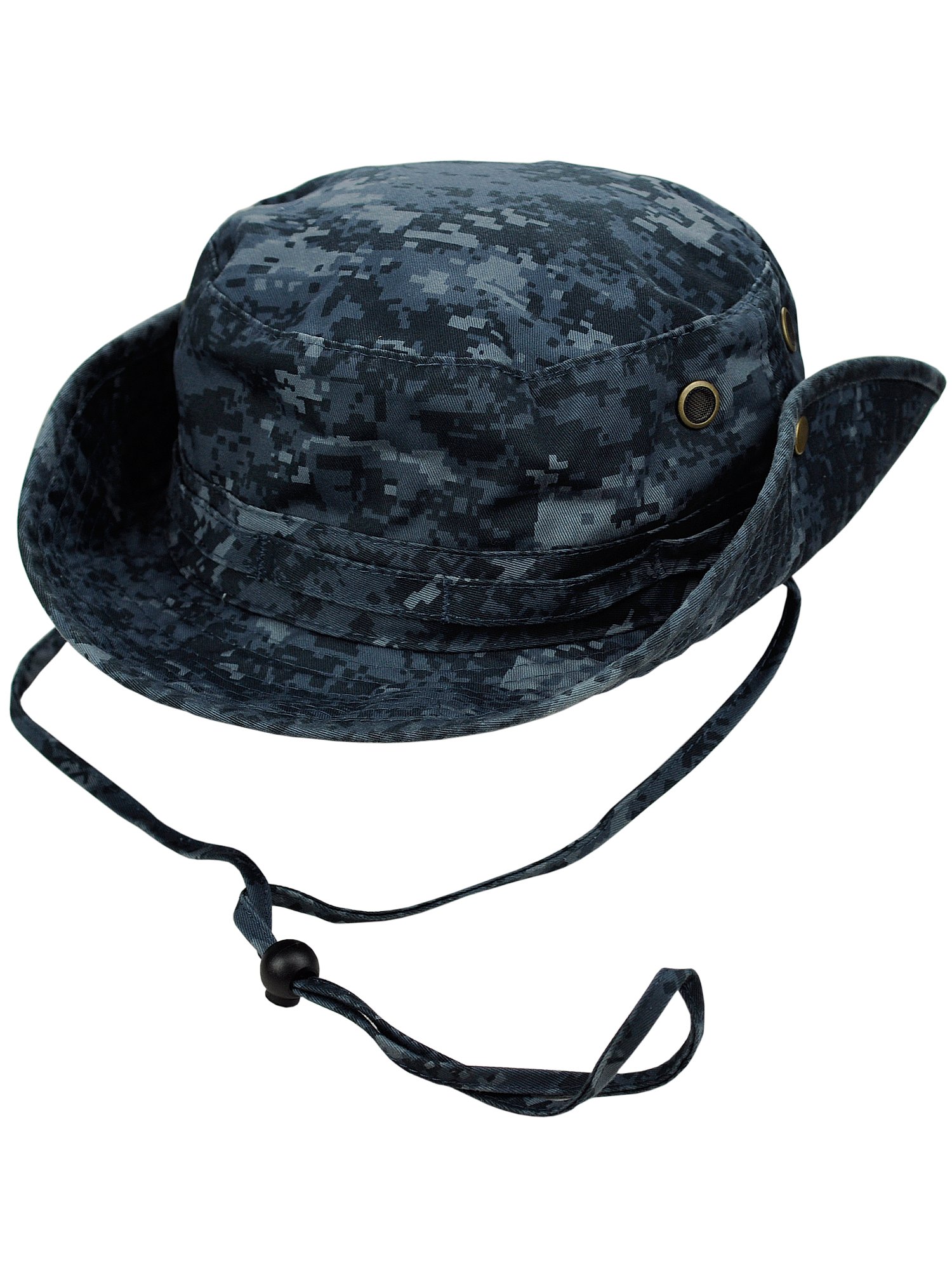 MG Men's Washed Cotton Twill Chin Cord Outdoor Hunting Hat, Midnight Digital, L