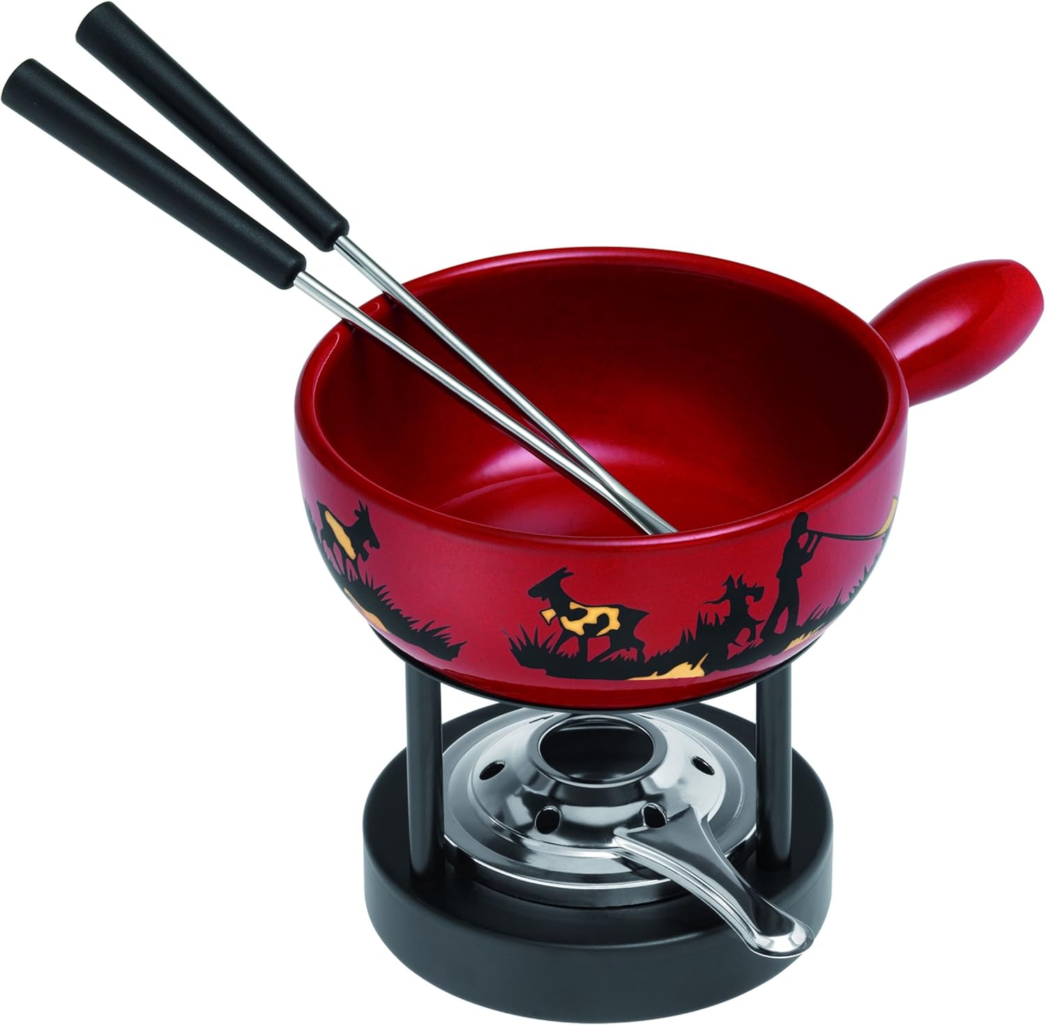 Kuhn Rikon 32033 Appareil à Fondue pour 2 Personnes Motif Alpin avec Or véritable Comprend 2