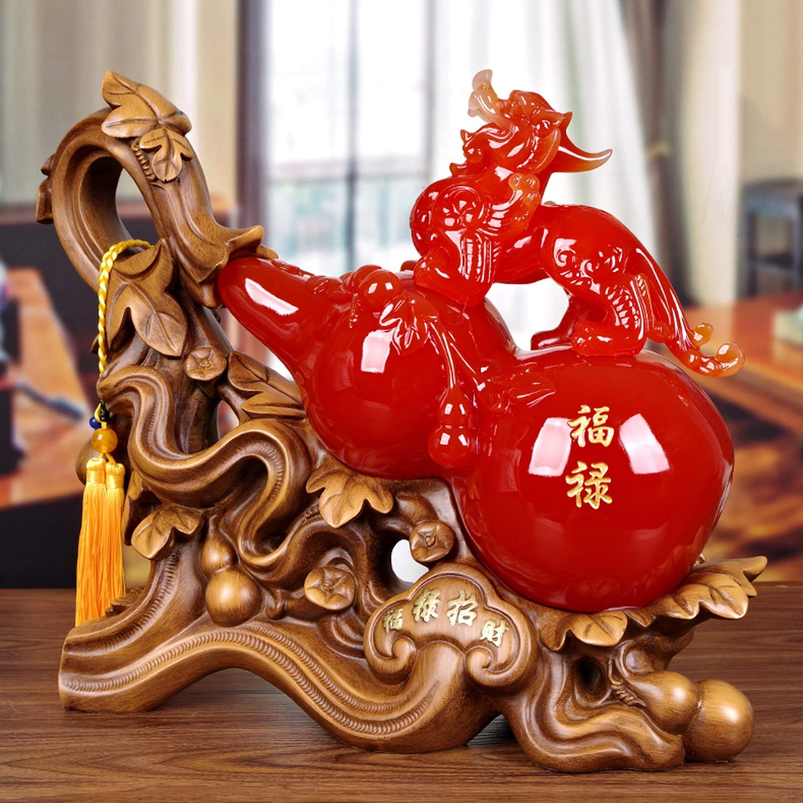 Ornamenti cinesi feng shui, decorazione statua Pi Xiu attirare ricchezza e buona fortuna Decorazione Feng Shui (rosso) Resina Pi xiu Decorazione ufficio domestico Simbolo ricchezza Statua Feng Shui
