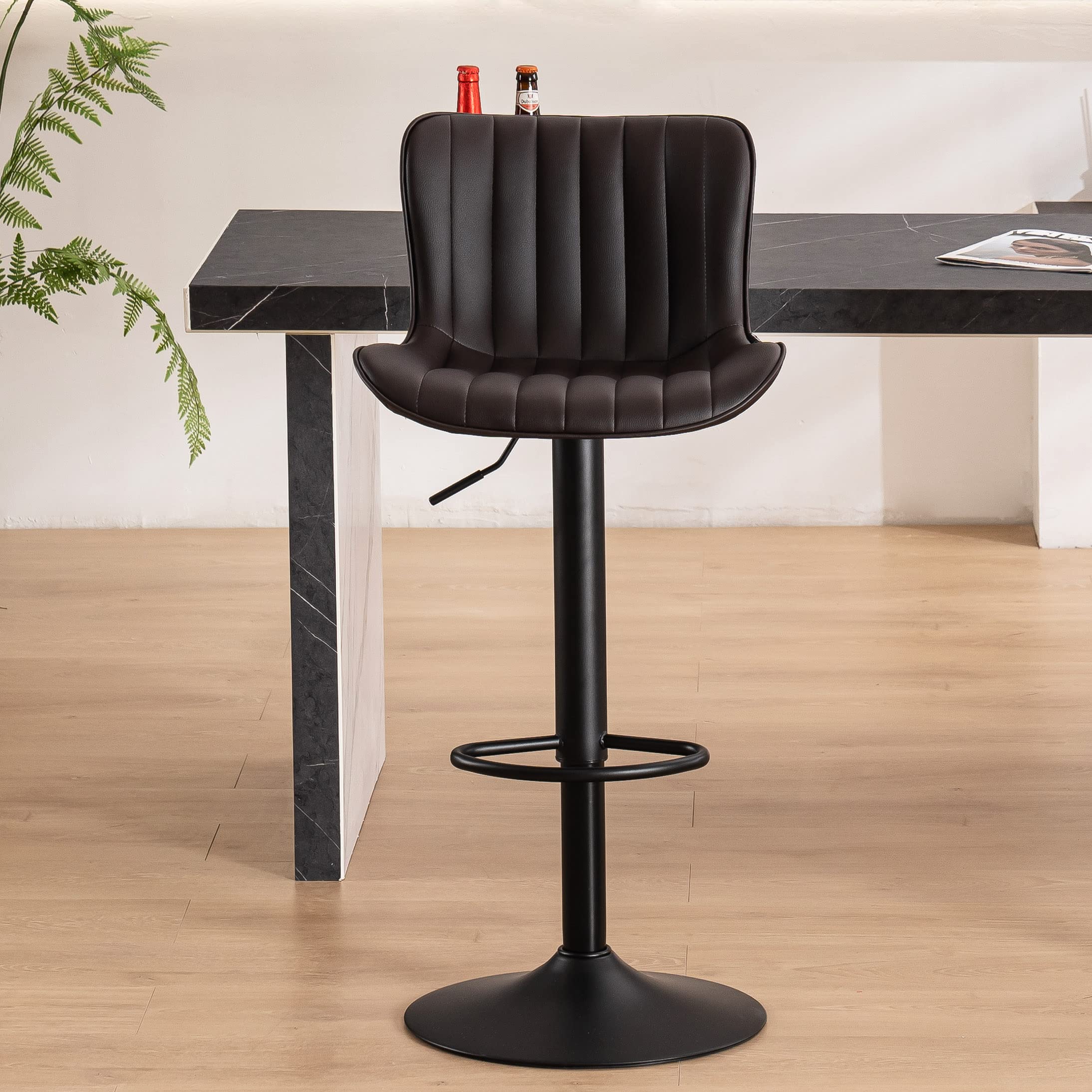 YOUNUOKE Bar Stools Counter Height Bar Stool for Kitchen Island 24 inch Modern Brown Barstools with Back Adjustable Swivel Stools