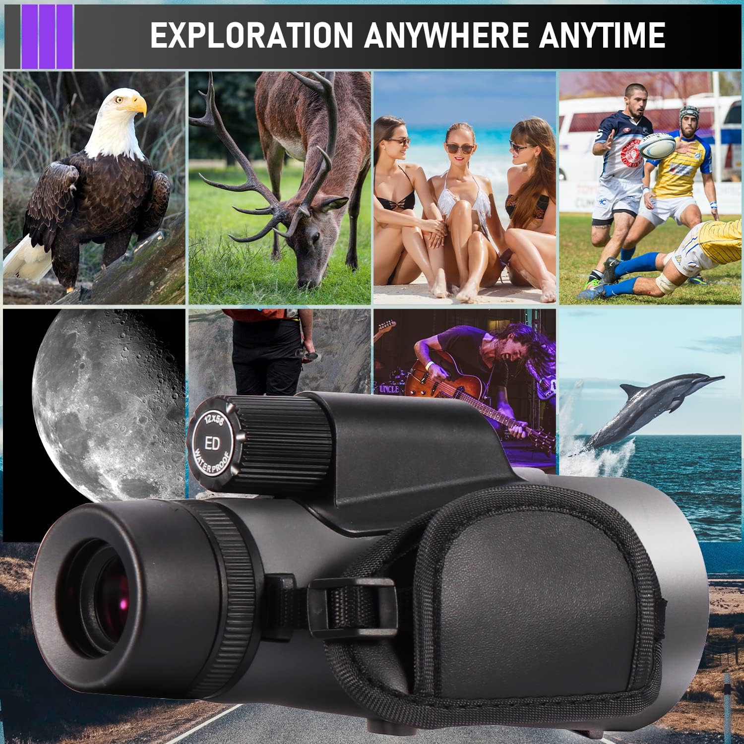 Viajero 12x56 ED Monocular Telescope with Smartphone Adapter Tripod Low Dispersion IP68 Waterproof Monocular for Adults BAK4 Prism FMC Lens with Clear Low Light Vision Bird Watching Stargazing Hunting : Electronics