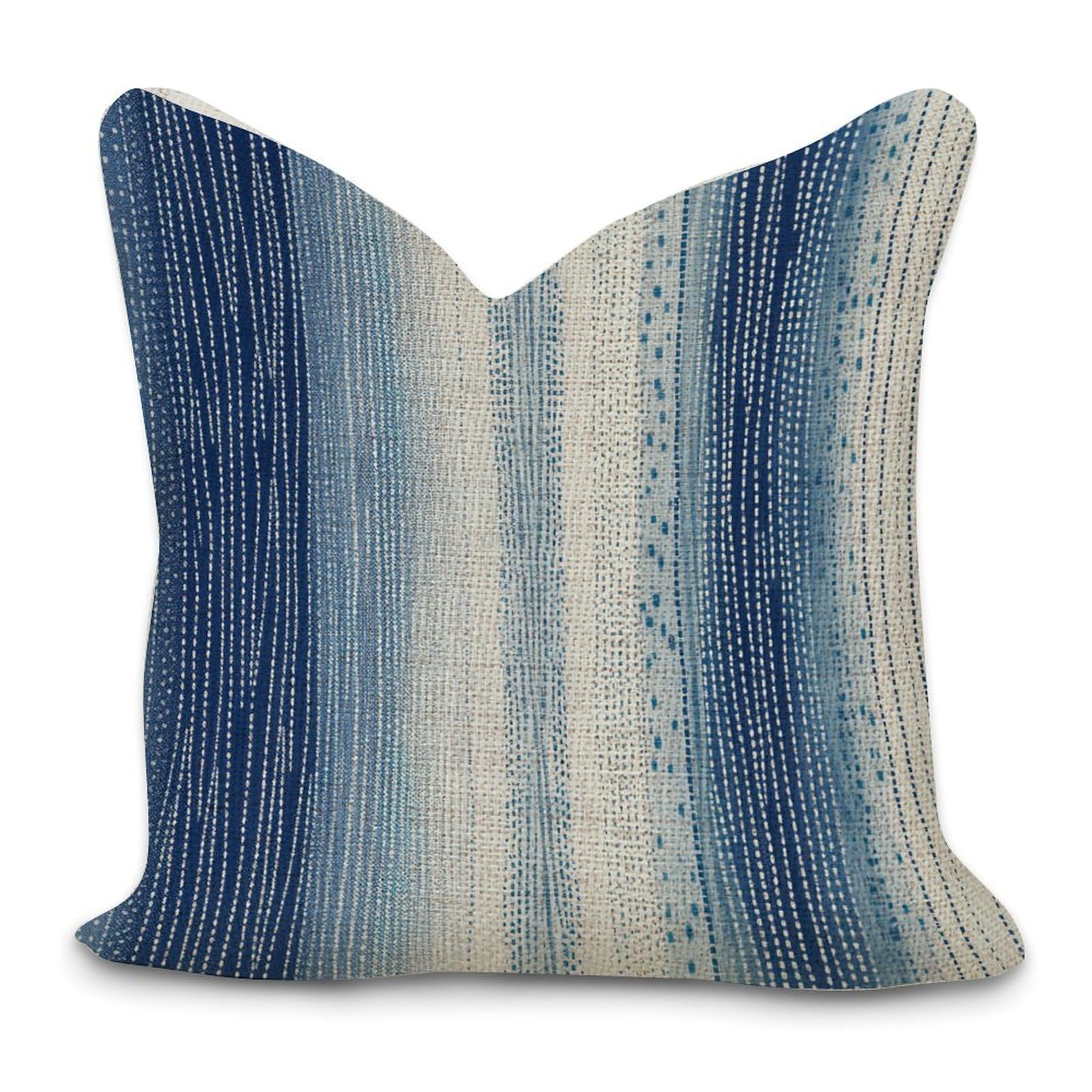 Cotton Linen Farmhouse Throw Pillow Cover Navy Blue And White Antelope Print Aqua Animal Skin Pattern Pillow Cases Cushion Cover for Office Living Room Bedroom Car Chair Home Decorations 24x24in
