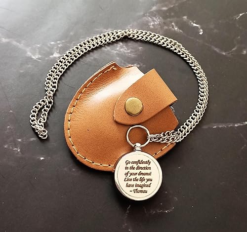 Miniatura 2 de Thoreau's Go Confidently in The Direction of Dream - Brújula sin nackless grabada para graduación, brújula para cumpleaños de hijo, Navidad, brújula