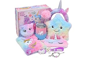 Unicorns Gifts for Girls with Star Light Pillow, Diary, Headband & More:...