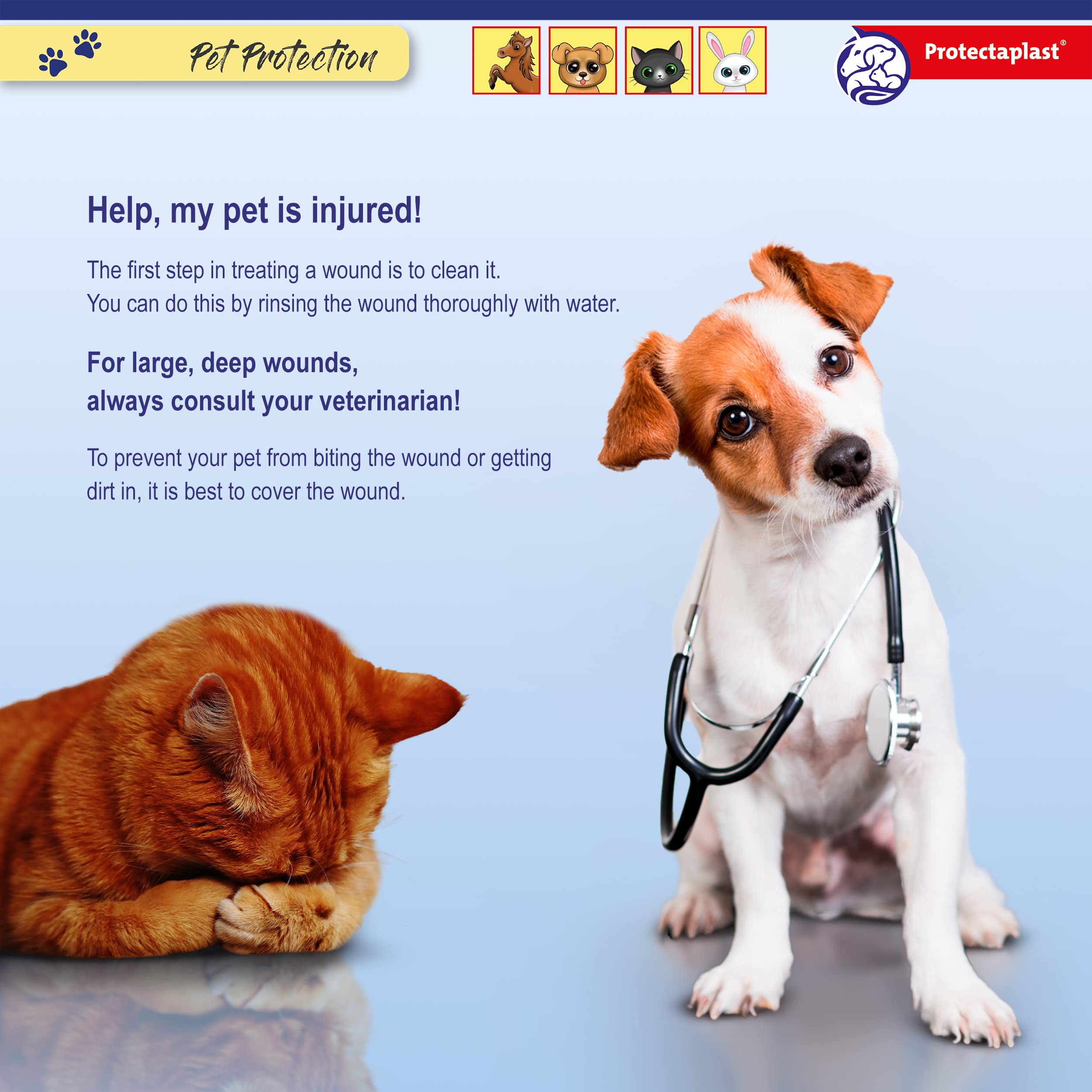 Benda autoadesiva per Animali Domestici 7,5cm x 4,5m - Bendaggio coesivo Senza Lattice per Cani, Gatti, Cavalli