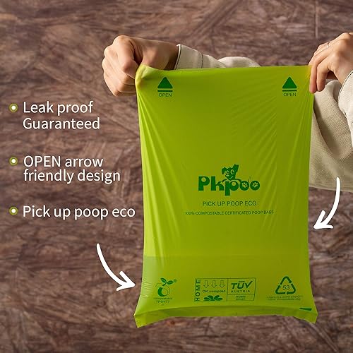 Miniatura 2 de Pkpoo Bolsas de excremento de perro 100% compostables, extra anchas, bolsas grandes a base de vegetales para perros, bolsas de basura biodegradables