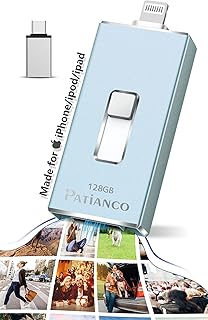 Photo Stick for iPhone, USB Flash Drive for iPhone, MFi Certified Apple Photo Stick, iPhone-Thumb-Drive, 128GB iPhone-Memory-Stick for iPad/iPhone/Computer Picture Keeper Blue
