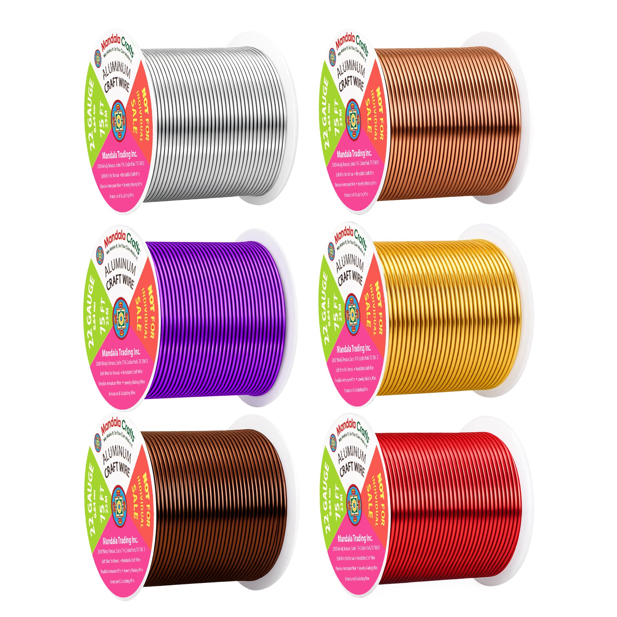 Mandala Crafts 22 GA Purple Brown Red Assorted Anodized Aluminum Craft Wire