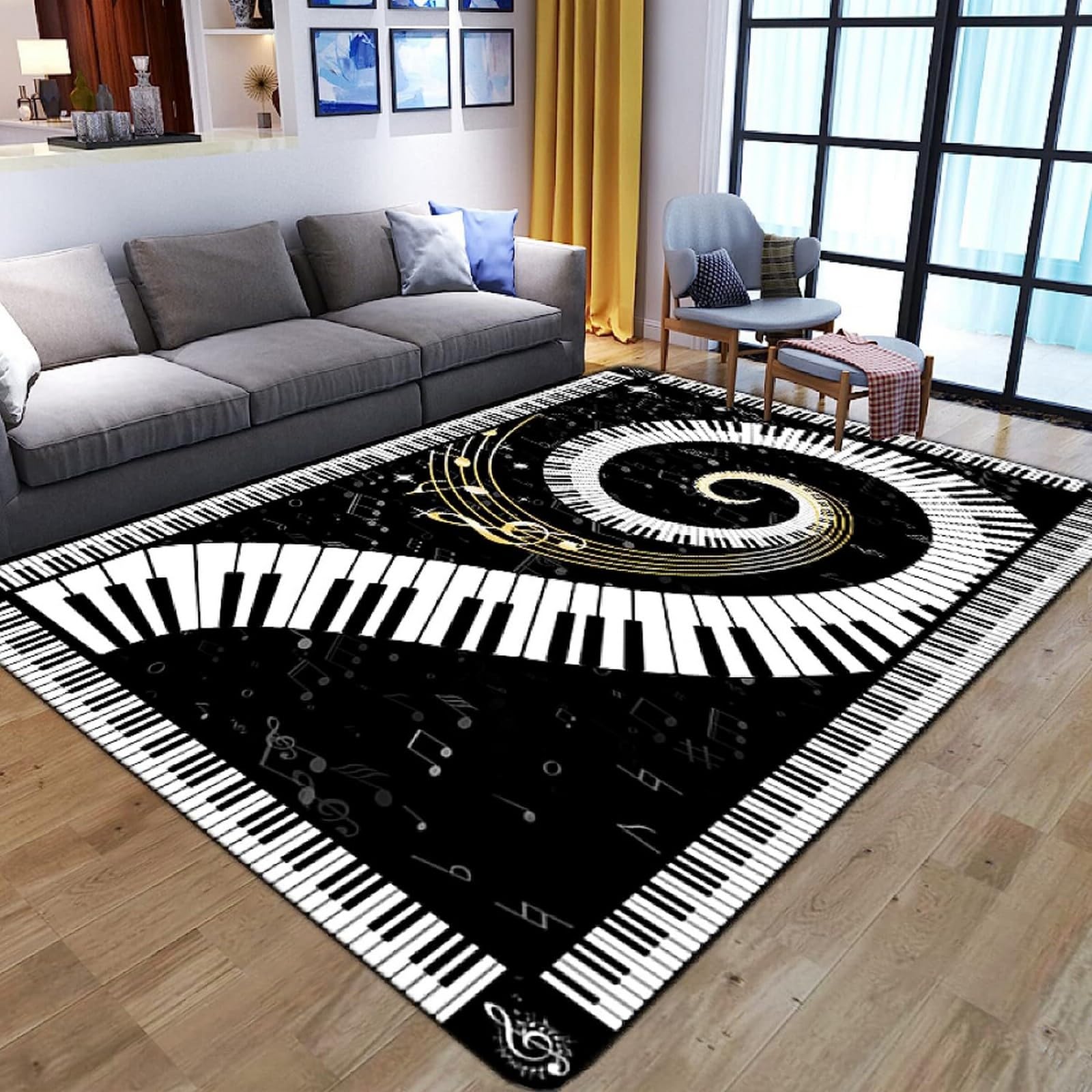 Tapis piano doux et lavable pour éviter les glissades dans le salon