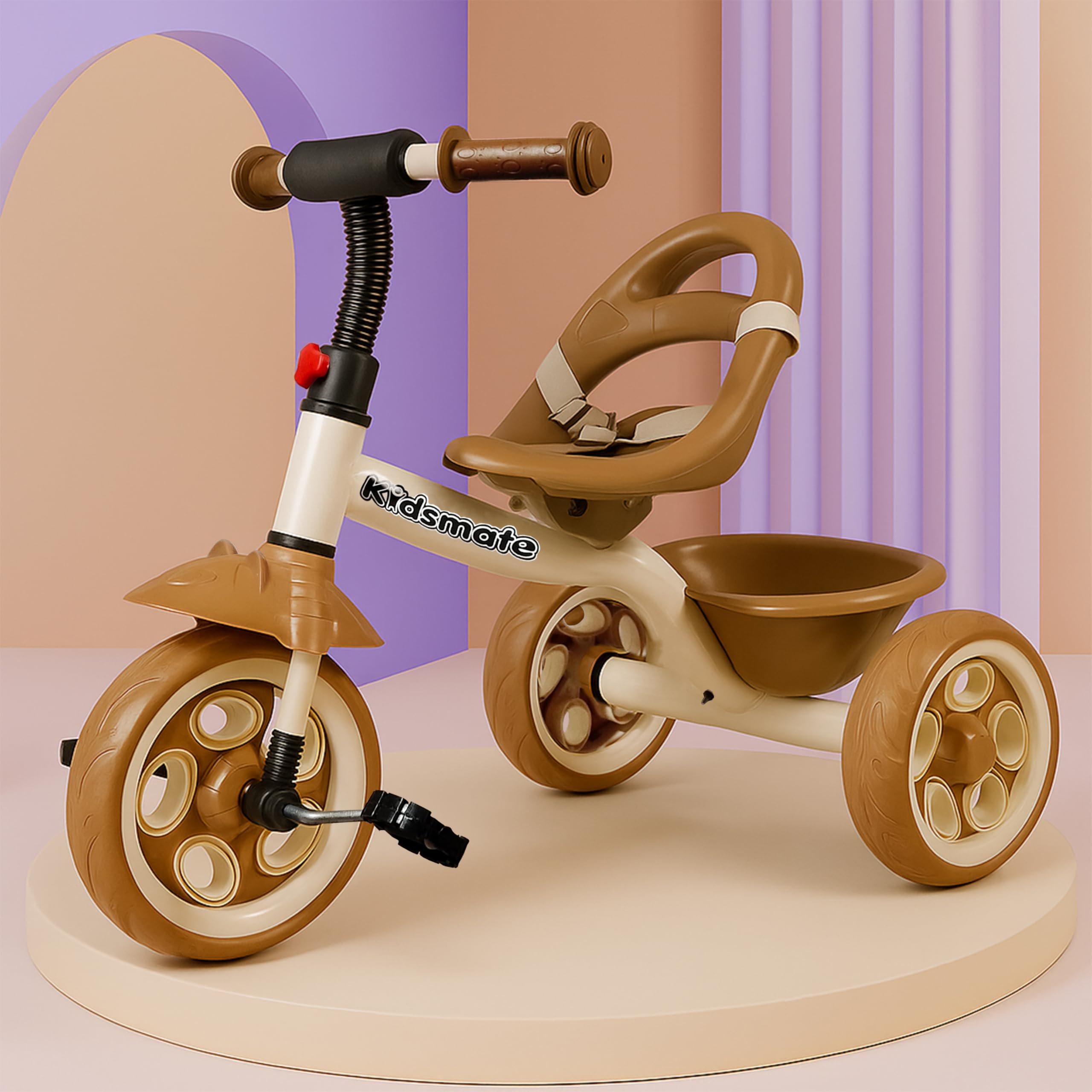 Kidsmate Starlight Premium Tricycle for Kids 2 to 5 yrs | Trikes for Boys & Girls | Baby Cycle with Eva Wheels, Bell and Toy Basket | Ride-On Bike in Elegant Caramel Color | Max User Weight 30kg-image-38