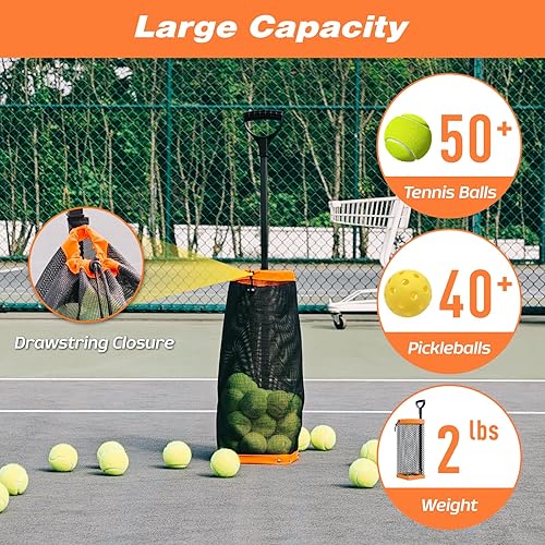 Miniatura 2 de Tolva de pelota de tenis ligera  Capacidad para más de 50 pelotas de tenis o más de 40 pelotas de pickleball  Recogedor de pelotas de tenis