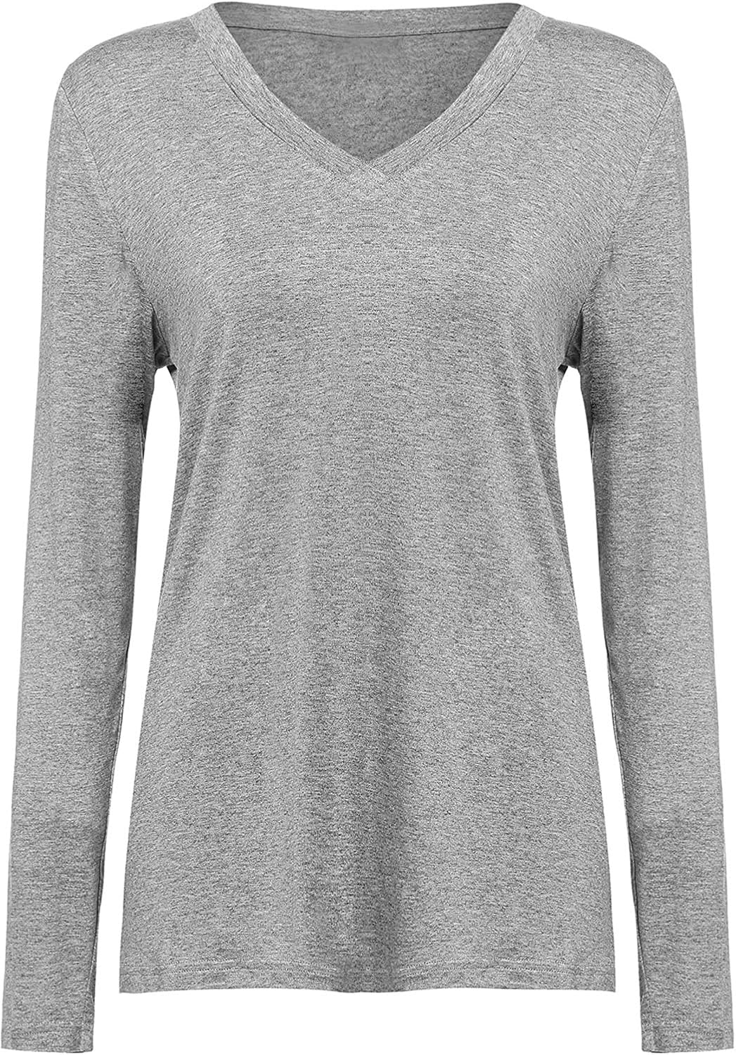 Floerns Women's Solid V Neck Short Sleeve Casual Tee Shirt Top Grey M