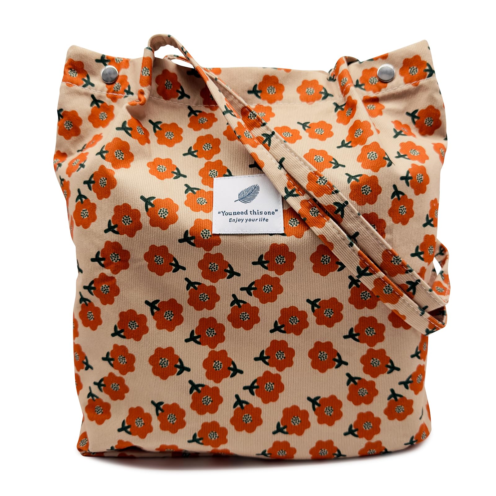 Aphoraeny Corduroy Tote Bag for Women Cute Totes Shoulder Bag with Inner Pocket for Work Beach Shopping Travel Grocery