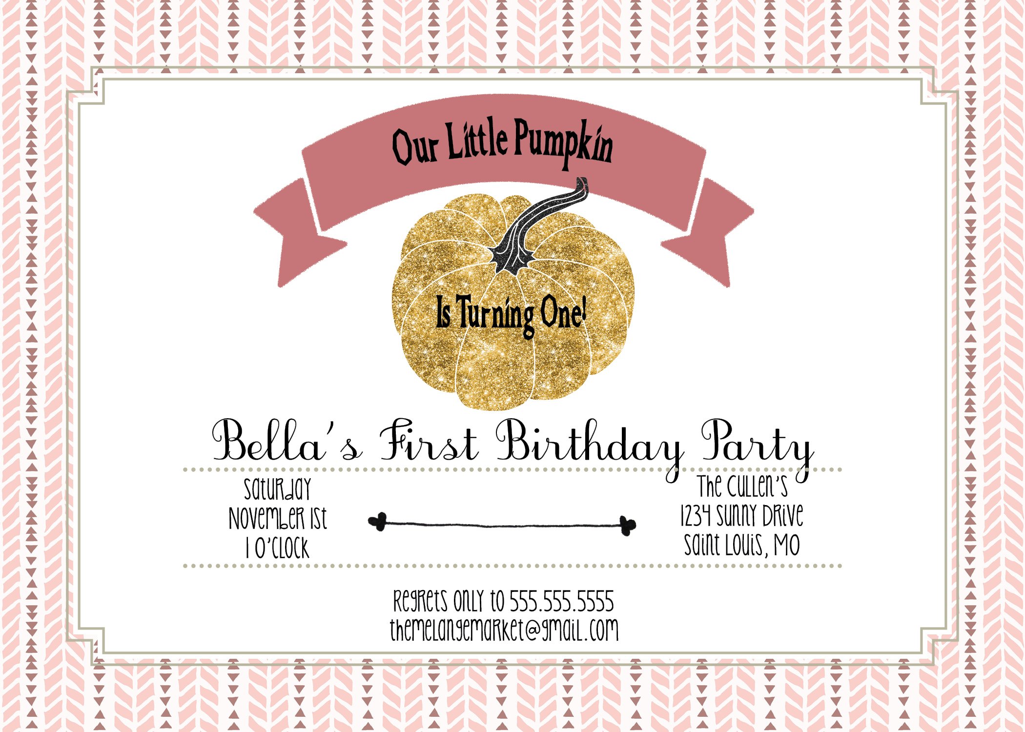 Customized Our Little Pumpkin Birthday Invitation