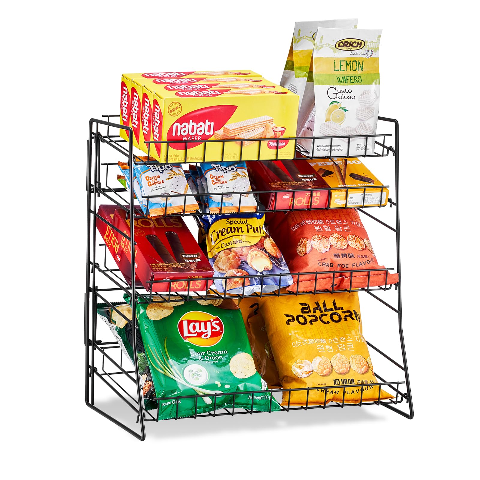 Candy Display Rack, Snack Rack Display Stand, Wire Chip Holder for Countertop, Concessions Stand