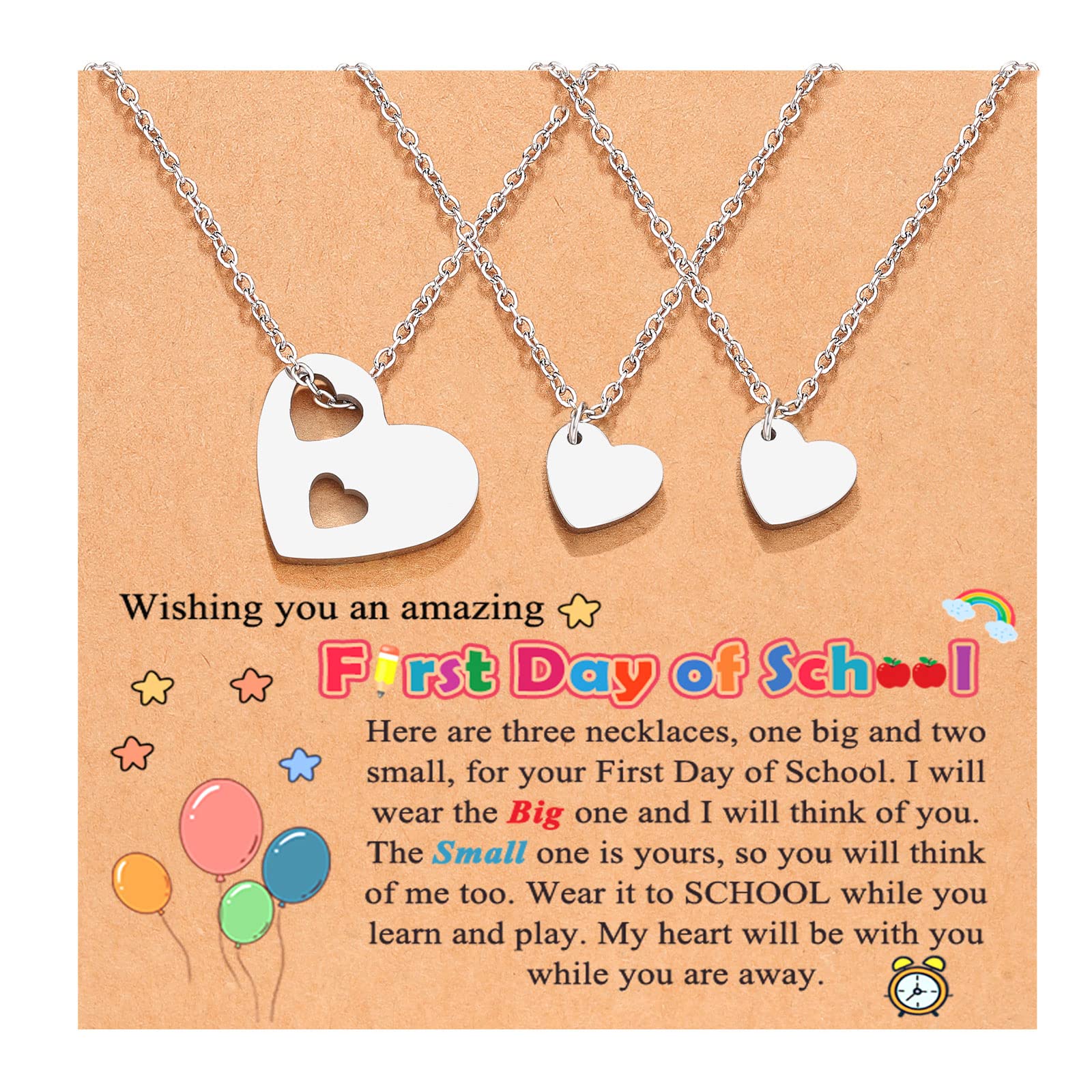 UNGENT THEMMother Daughter Necklace First Day of School Gifts Back to School Mommy and Me Necklace Set for Daughter Girl