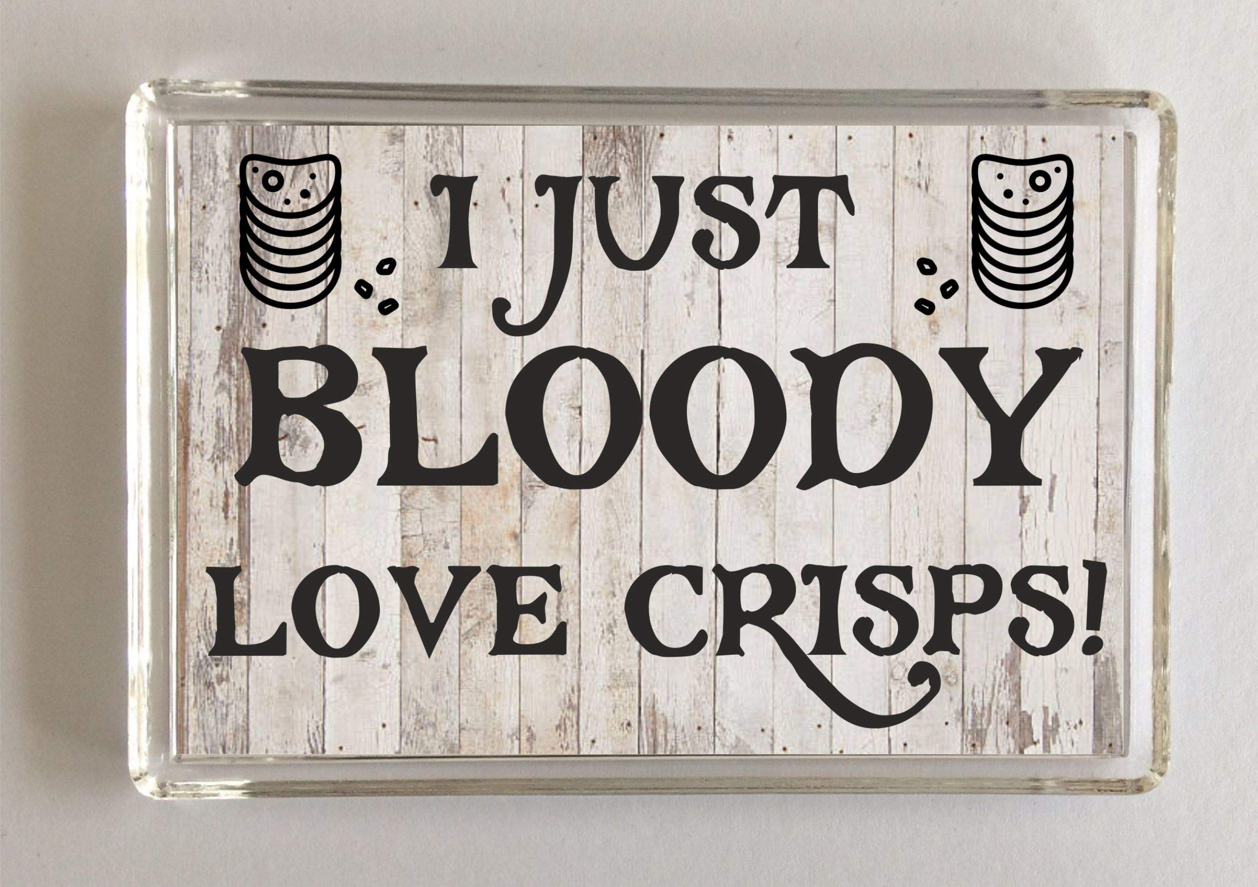 Clare's Cosmetics I Just Bloody Love Crisps! Novelty Fridge Magnet, Present For Birthday/Christmas For Crisp Lovers