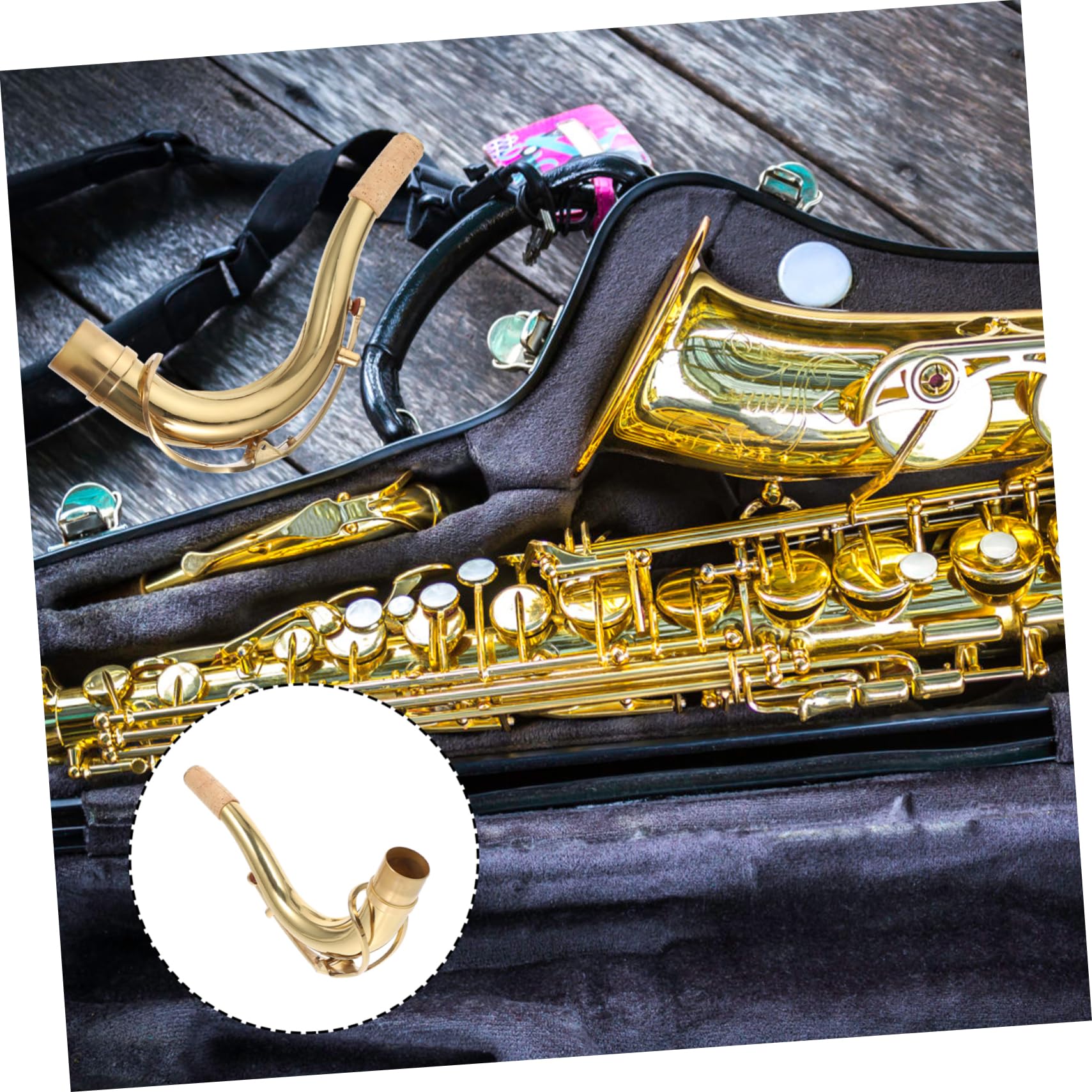 Parte per Sassofono in Ottone Oro, Gomito Curvo di Ricambio | Accessorio per Strumenti Musicali, Regolazione Facile, per Amatori e Professionisti