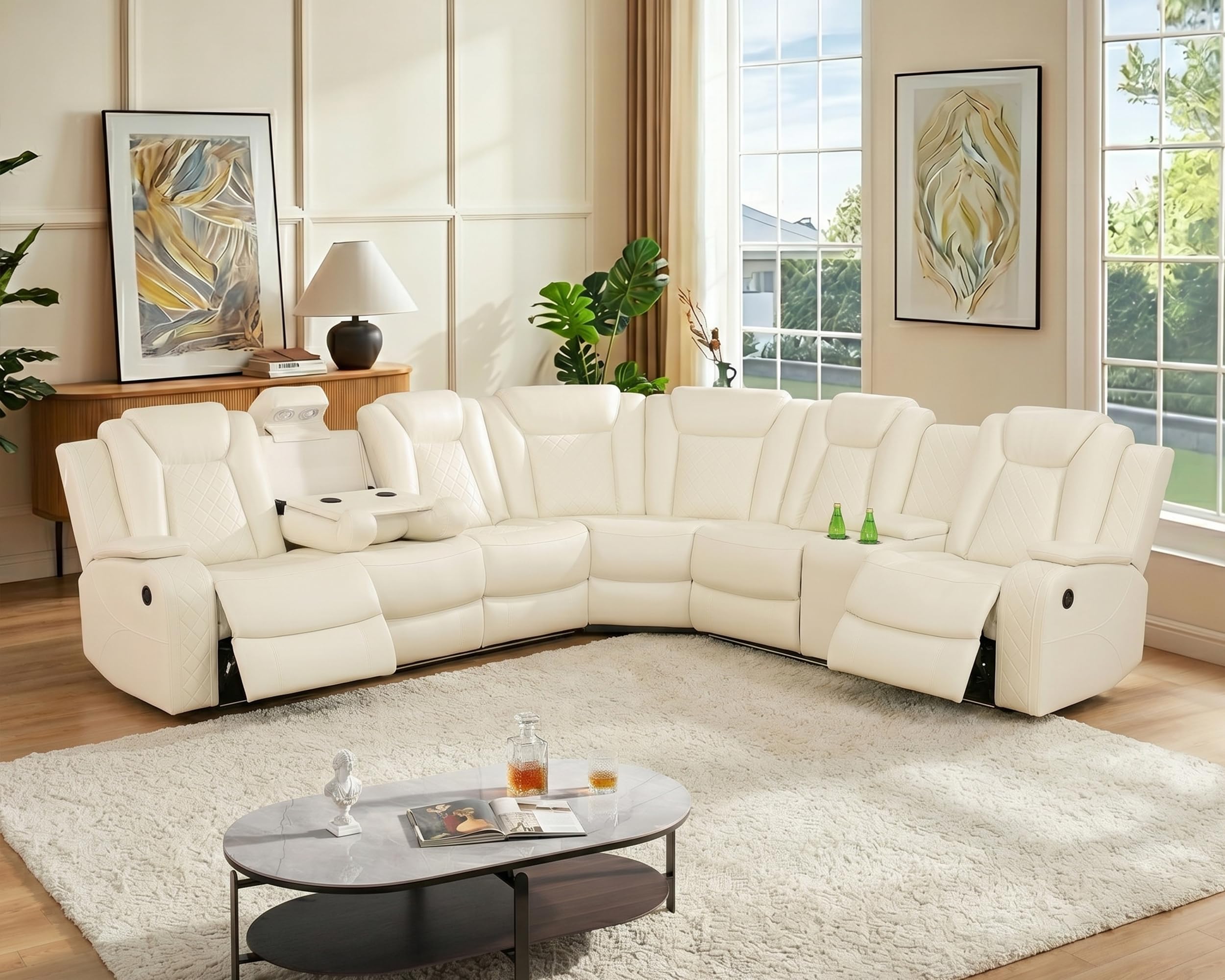 Amazon.com: Plithzy Power Recliner Sectional Sofa with LED