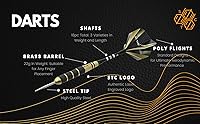 Vista 5 de Juego de 6 dardos de punta de acero – Dardos profesionales para diana – incluye barriles + ejes de plástico/aluminio + juntas tóricas + vuelos +