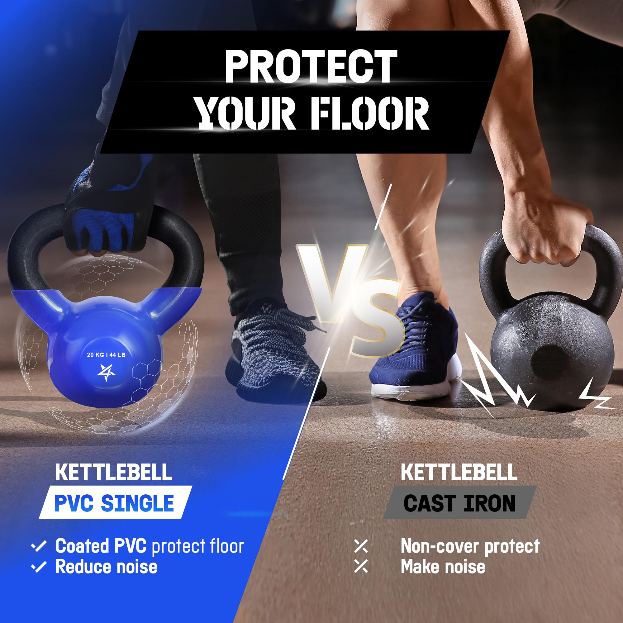 Yes4All Kugelhanteln, 4–20 kg, Vinylbeschichtetes Gusseisen, für Hantelübungen, Fitnessstudio, Fitness, Ganzkörper-Trainingsgeräte, Liegestütze, Griff- und Krafttraining