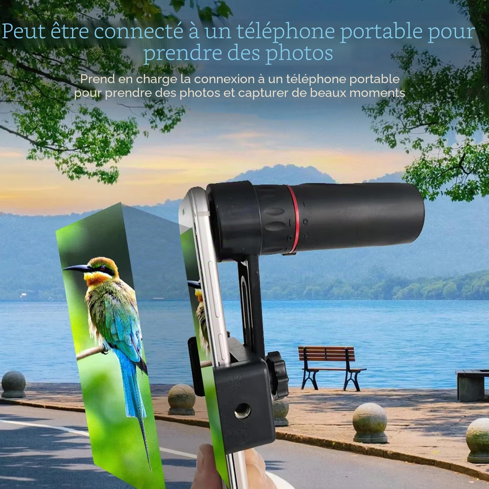 Jumelles compactes monoculaires 10 à 20 x, 9 x 3 cm, avec prisme BAK4 et FMC, support pour smartphone et trépied, télescope étanche pour adultes, idéal pour la randonnée, l'alpinisme, les concerts
