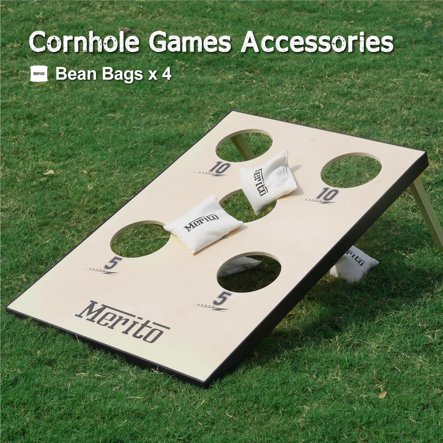 Merito 2-in-1 Outdoor Games, Cornhole Board Set & Ring Toss Game, Perfect Reinvented Bean Bag Toss Games for Backyard, Beach, Camping and Party